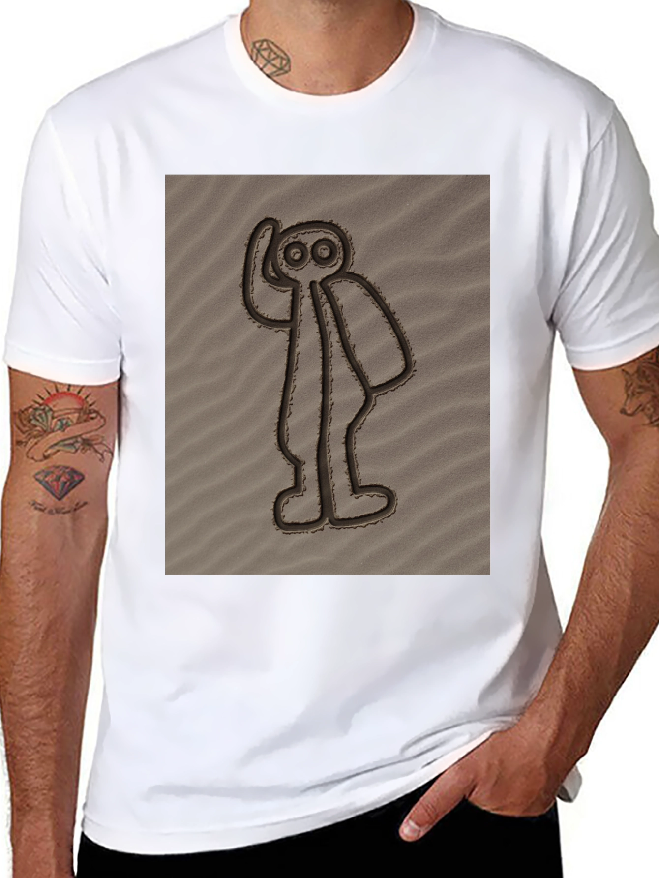 Nazca Lines Alien Black T-Shirt