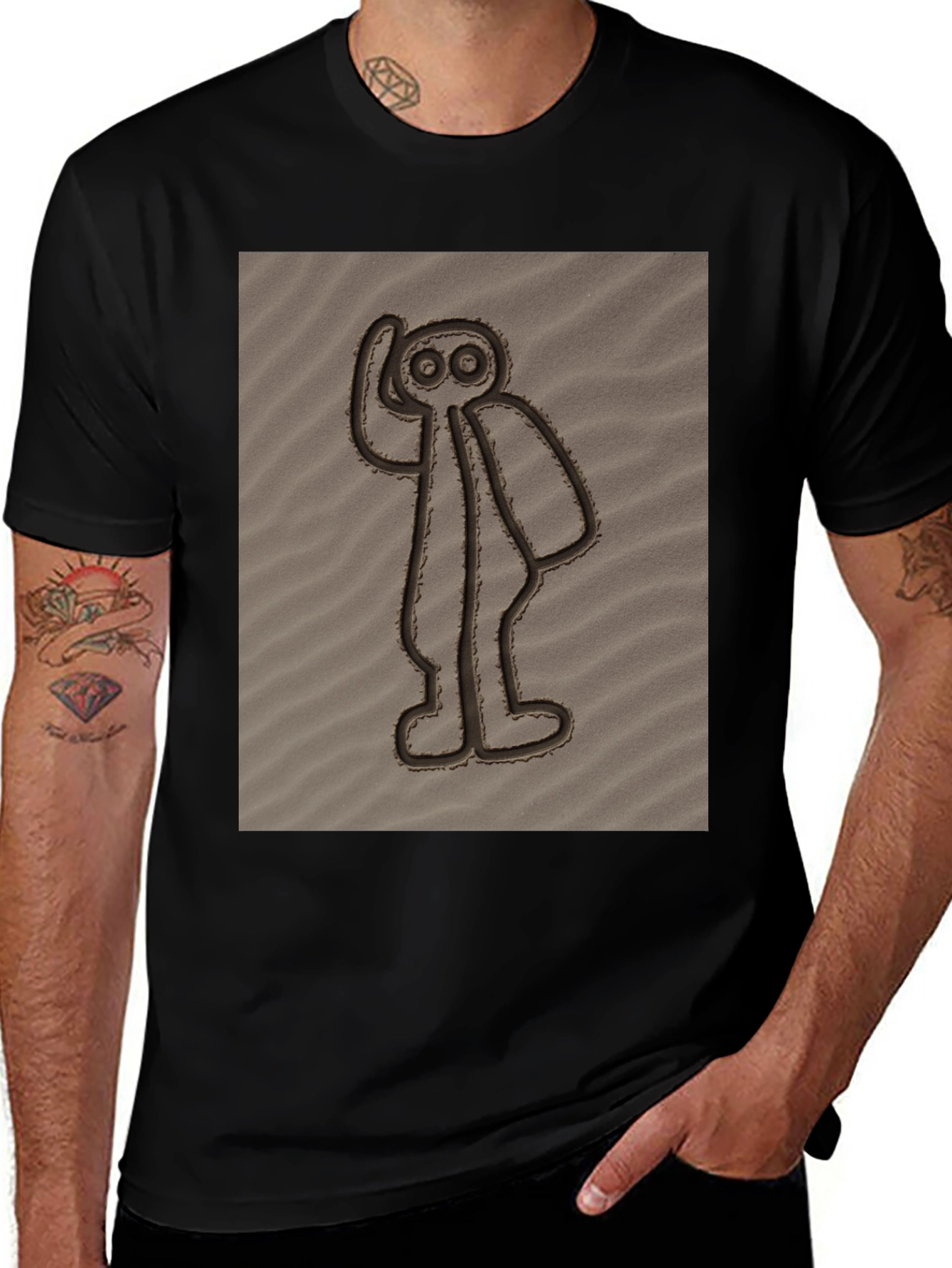 Nazca Lines Alien Black T-Shirt