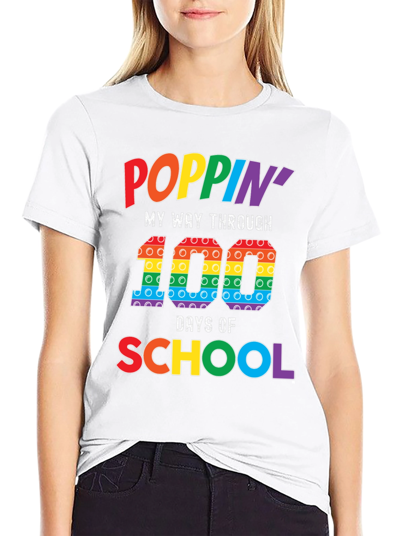 Poppin 100 Days of School Rainbow T-Shirt