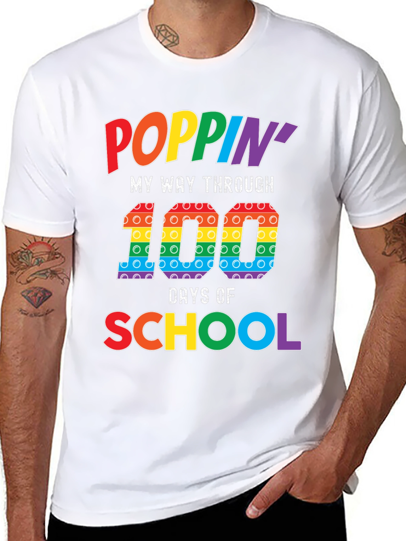 Poppin 100 Days of School Rainbow T-Shirt