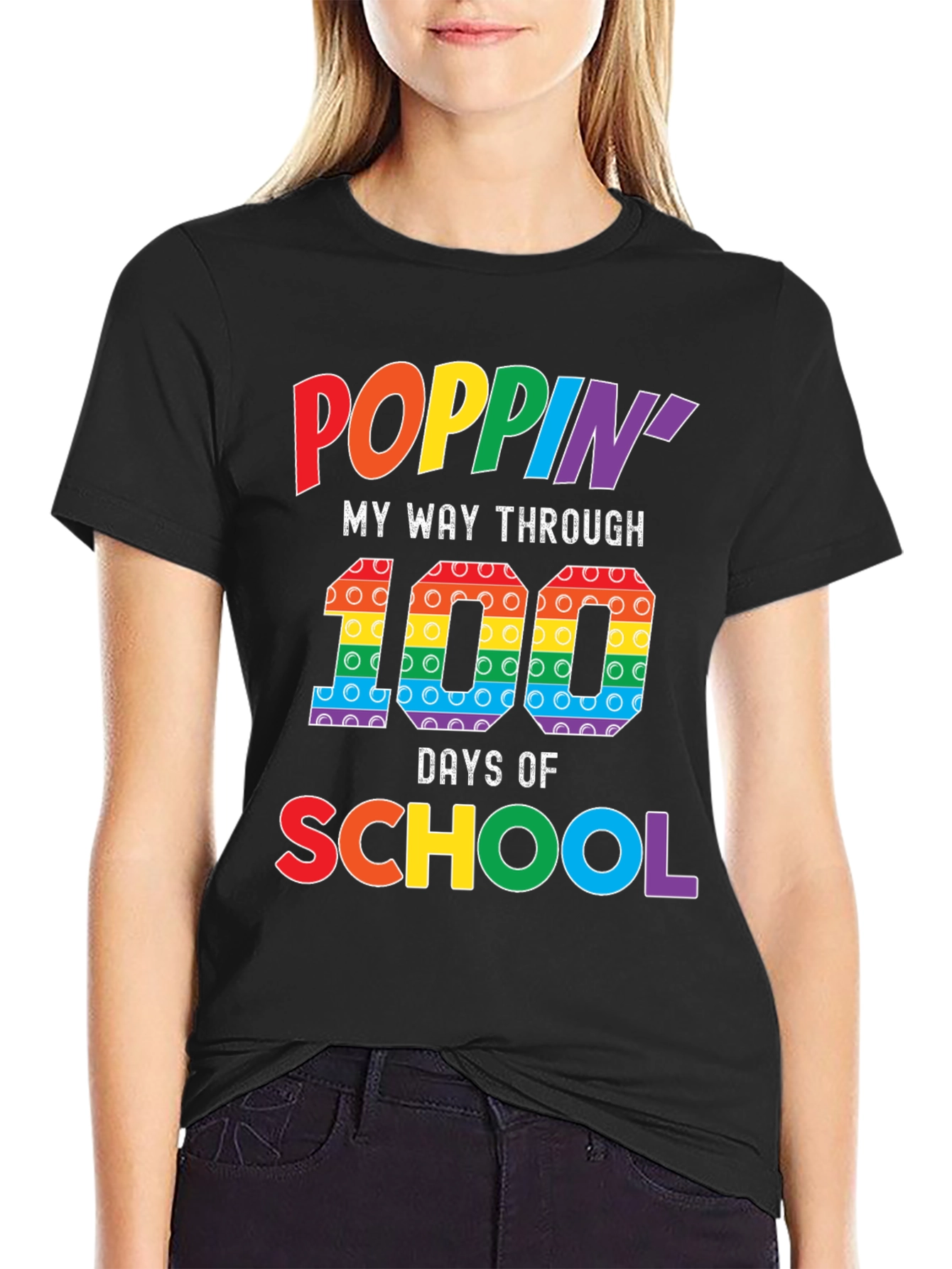 Poppin 100 Days of School Rainbow T-Shirt