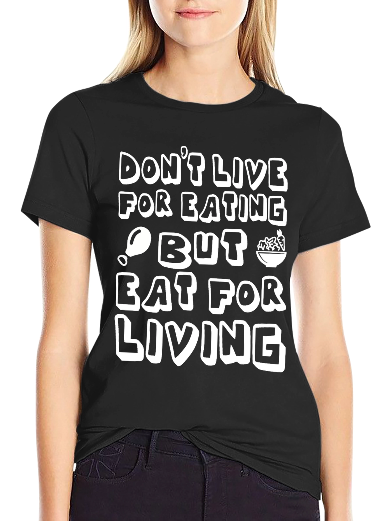 Eat to Live Graphic Tee - Black Cotton T-Shirt