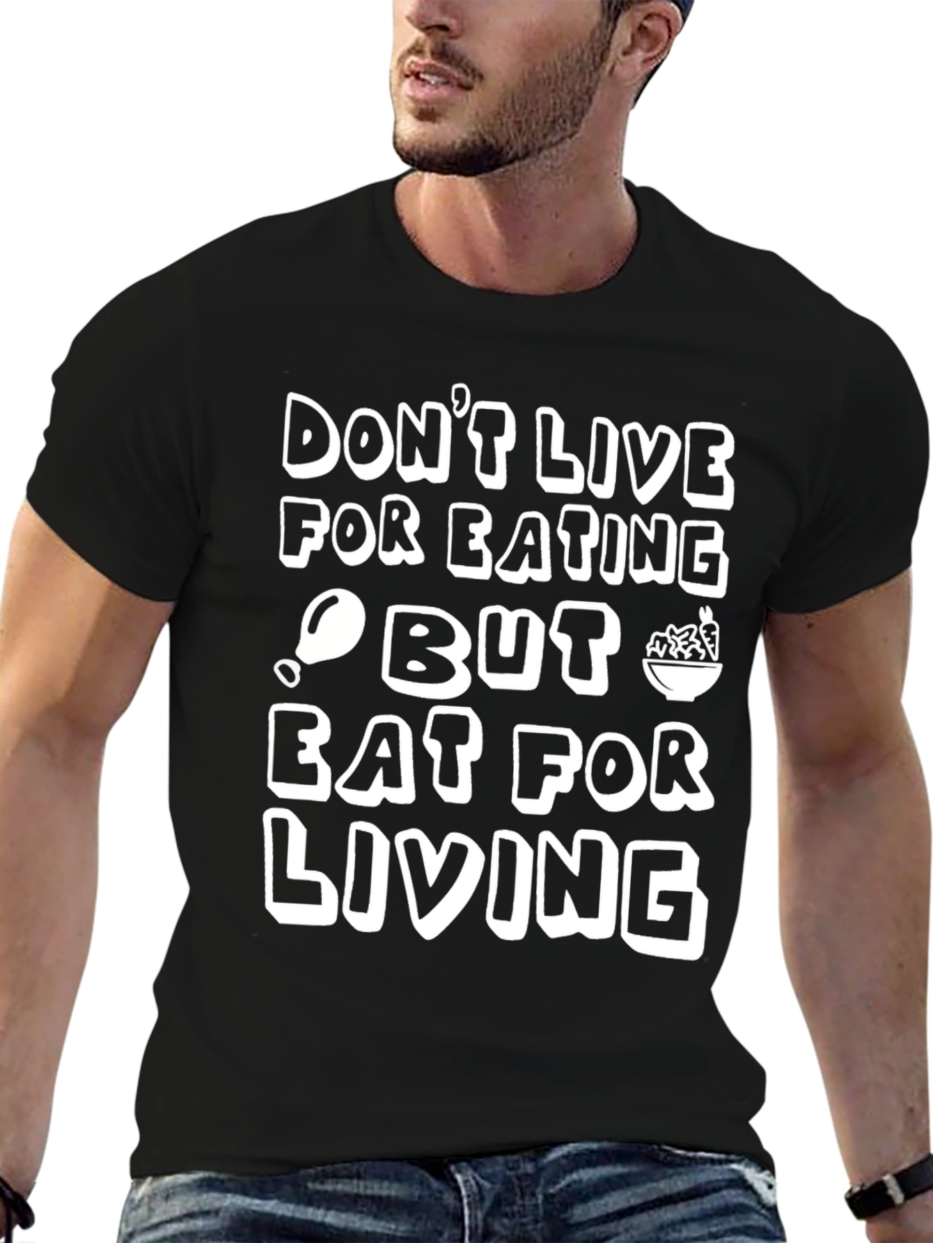 Eat to Live Graphic Tee - Black Cotton T-Shirt