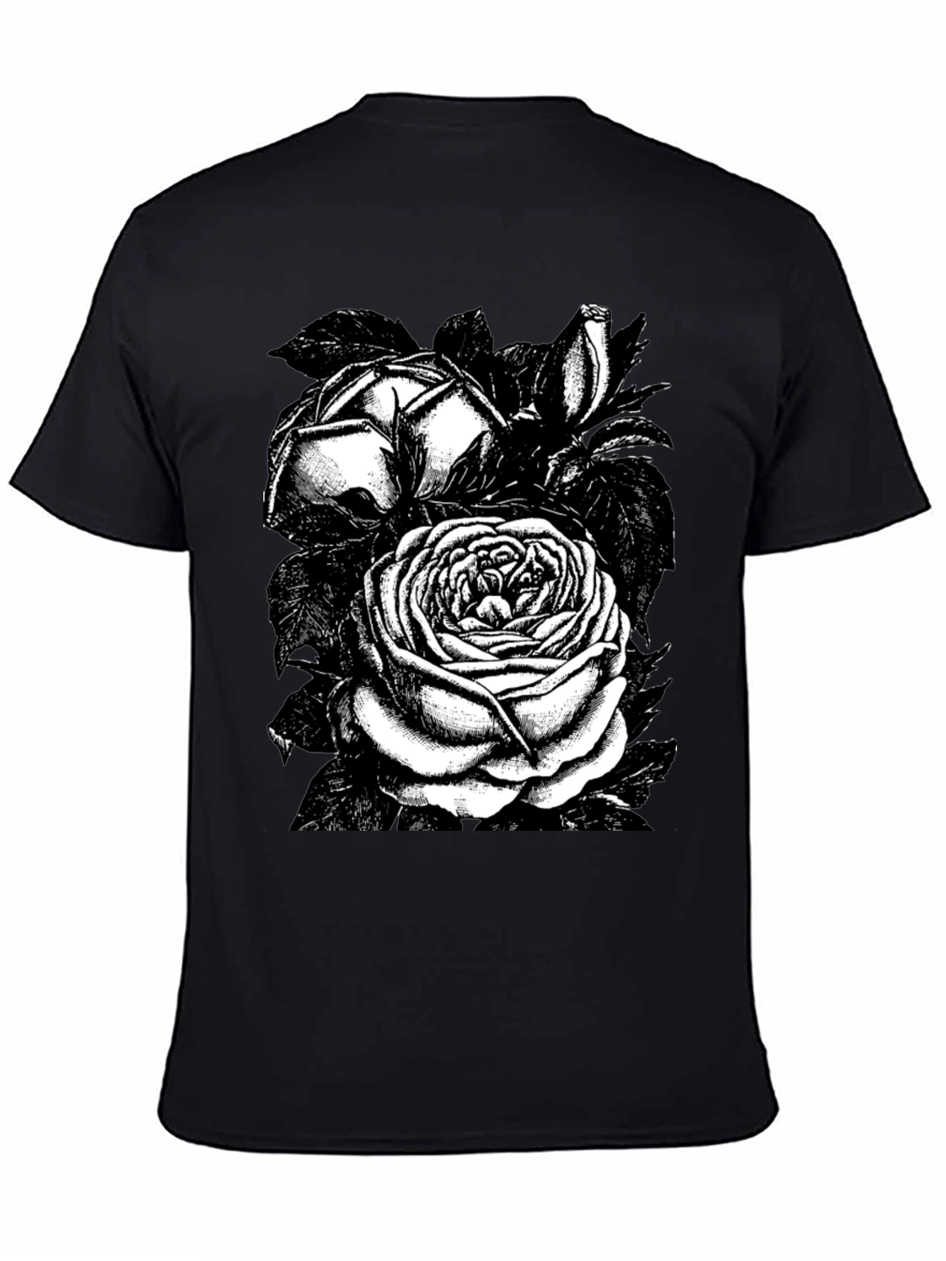 Black Rose Graphic Tee - Stylish Floral Design