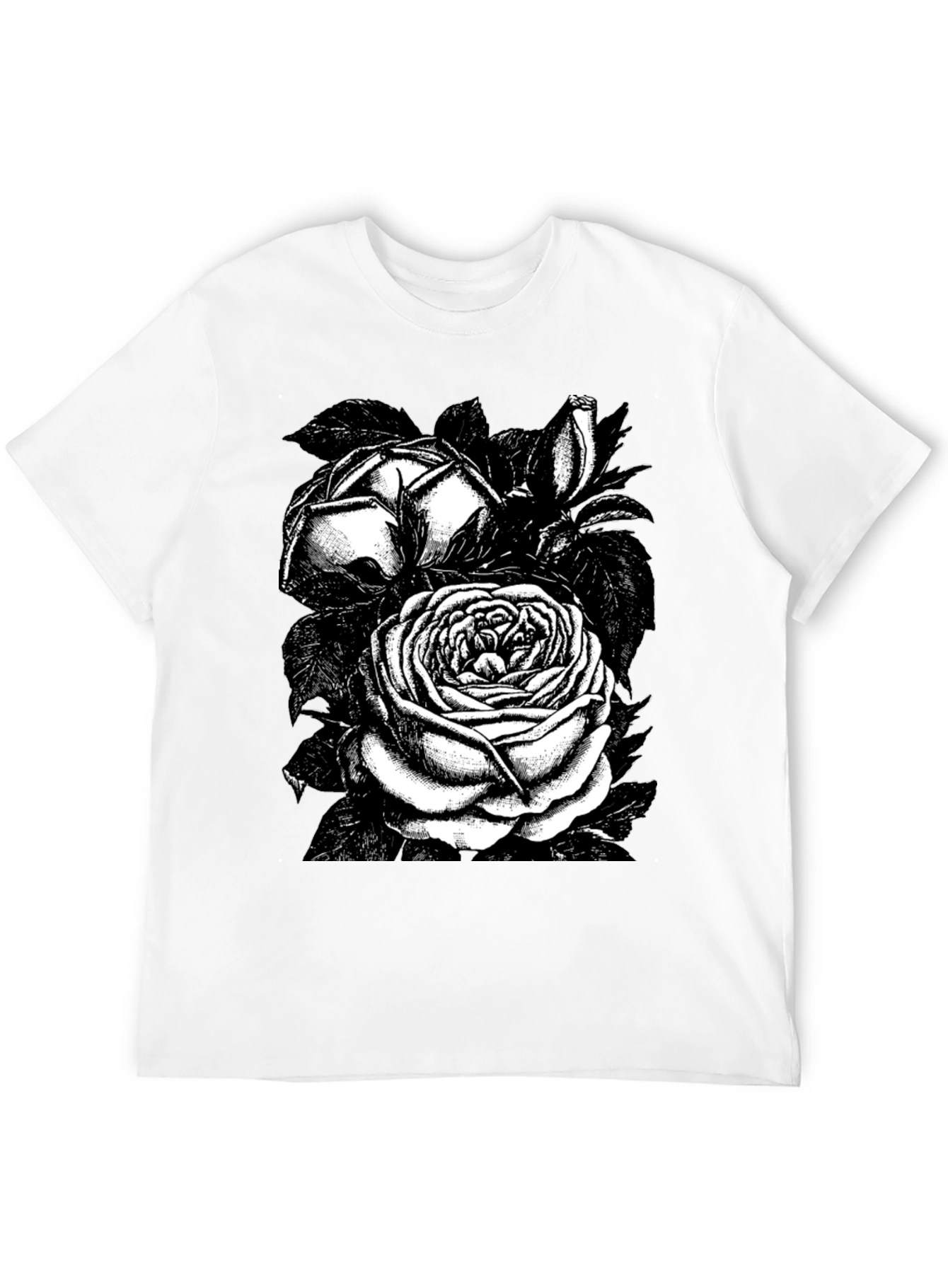 Black Rose Graphic Tee - Stylish Floral Design