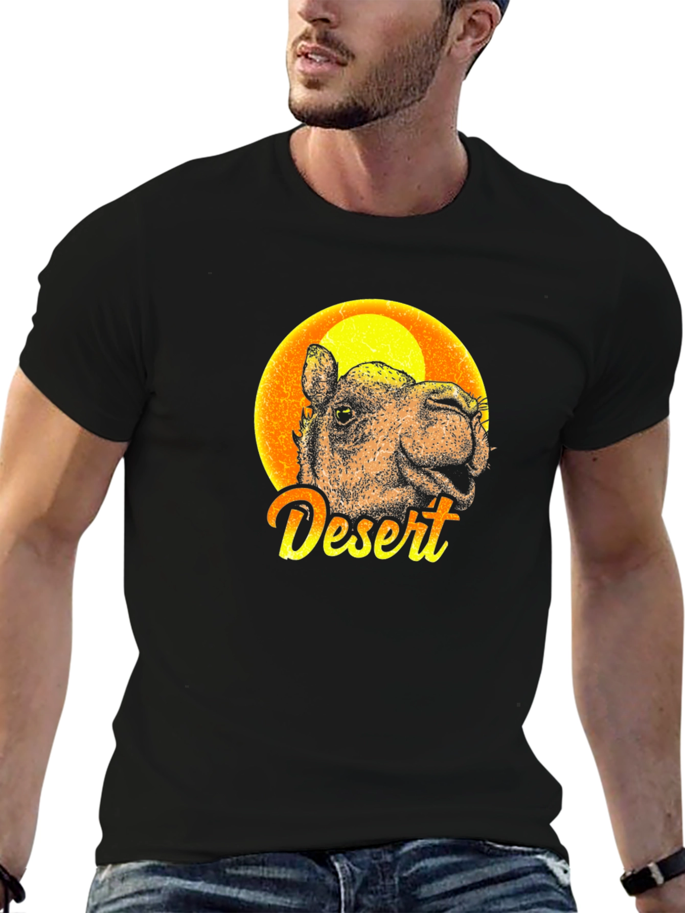 Desert Camel Graphic Tee - Mens Black T-Shirt