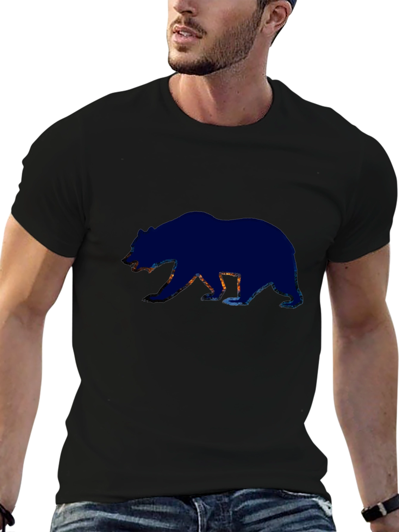 Bear Silhouette Graphic Tee - Black