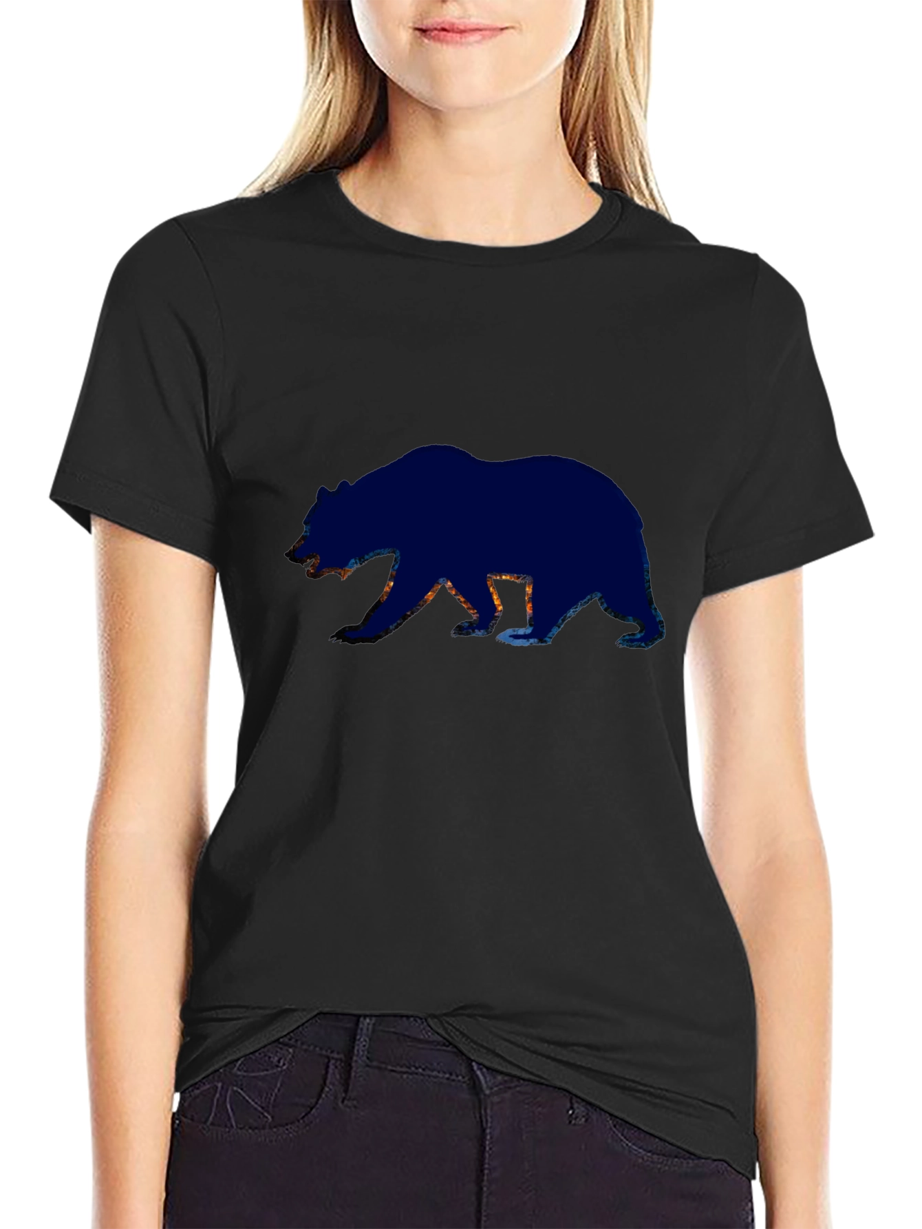 Bear Silhouette Graphic Tee - Black