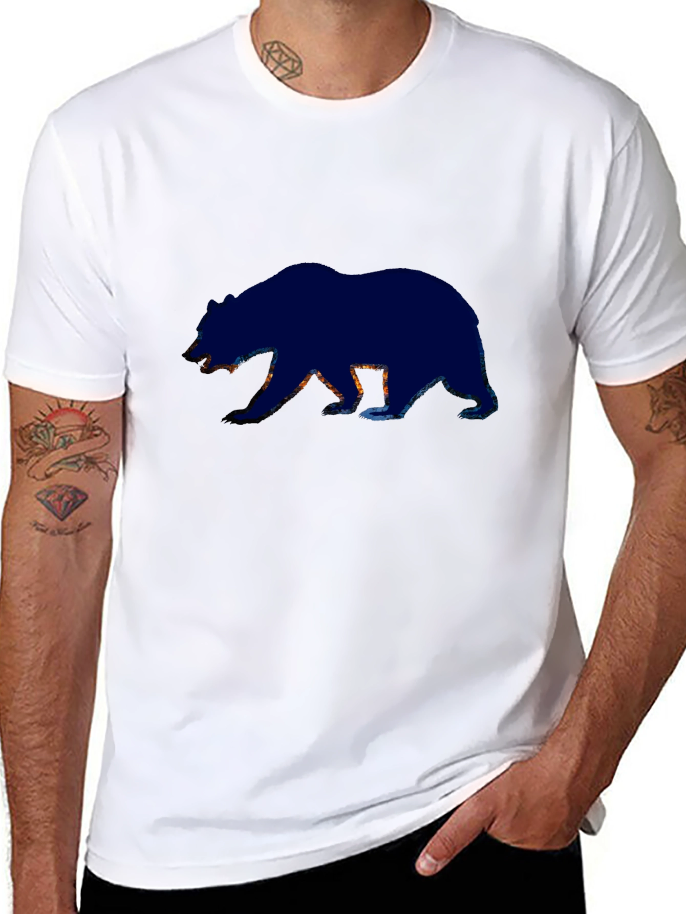 Bear Silhouette Graphic Tee - Black