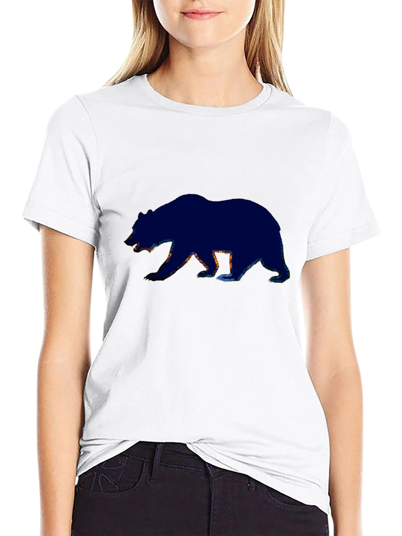 Bear Silhouette Graphic Tee - Black