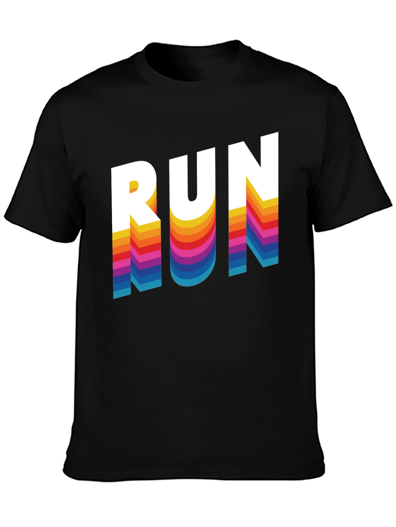Retro RUN Graphic Tee - Cool Rainbow Text Design