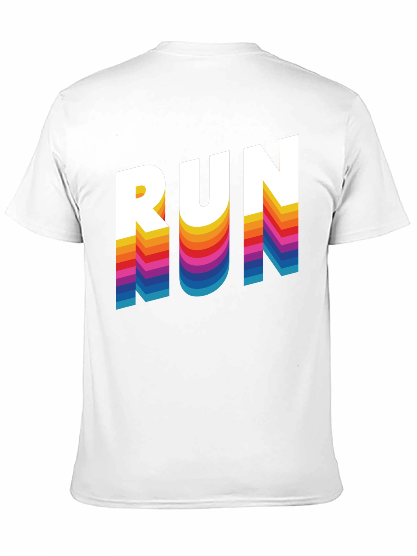 Retro RUN Graphic Tee - Cool Rainbow Text Design