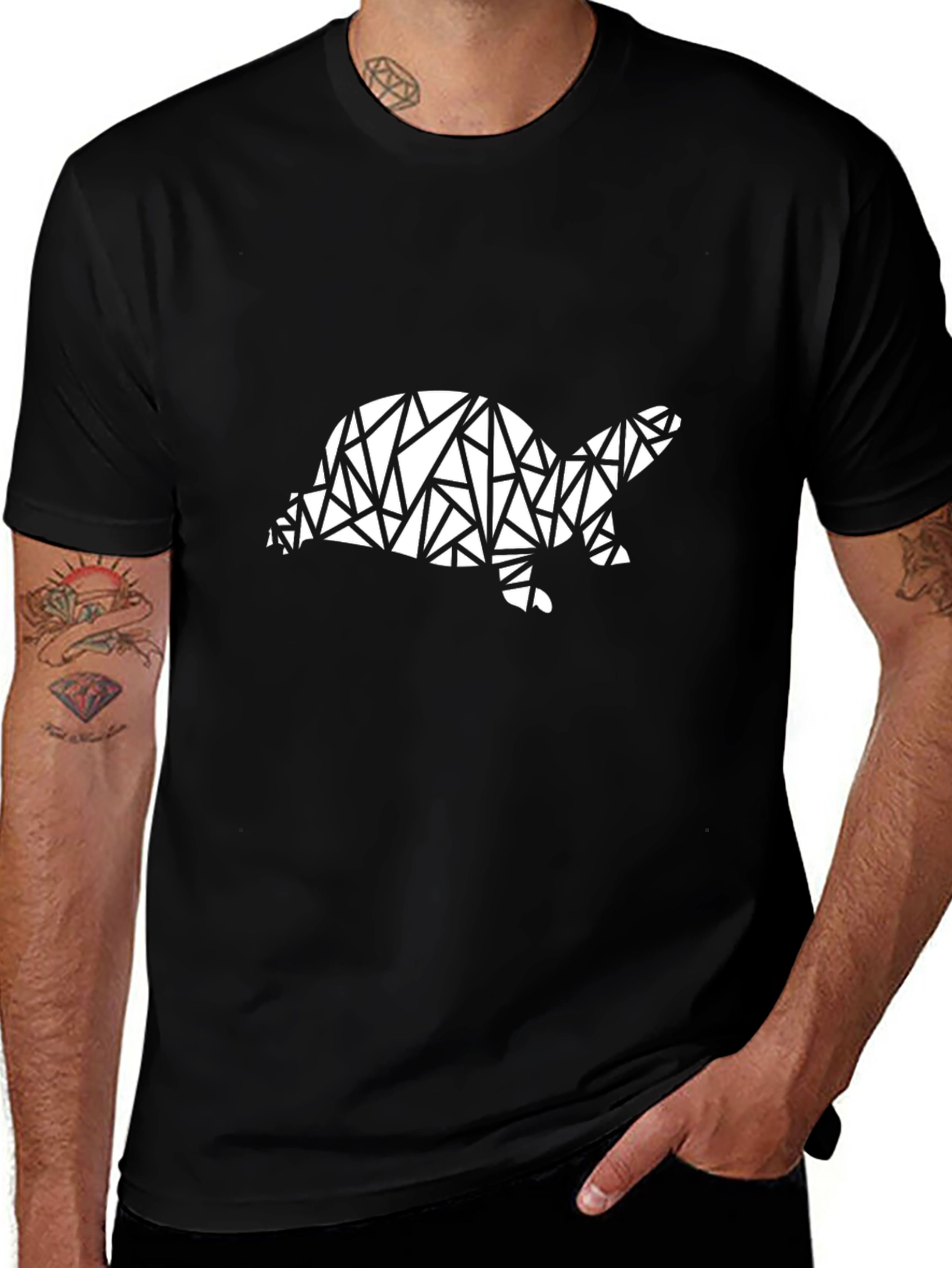 Geometric Turtle Graphic Tee - Modern Style