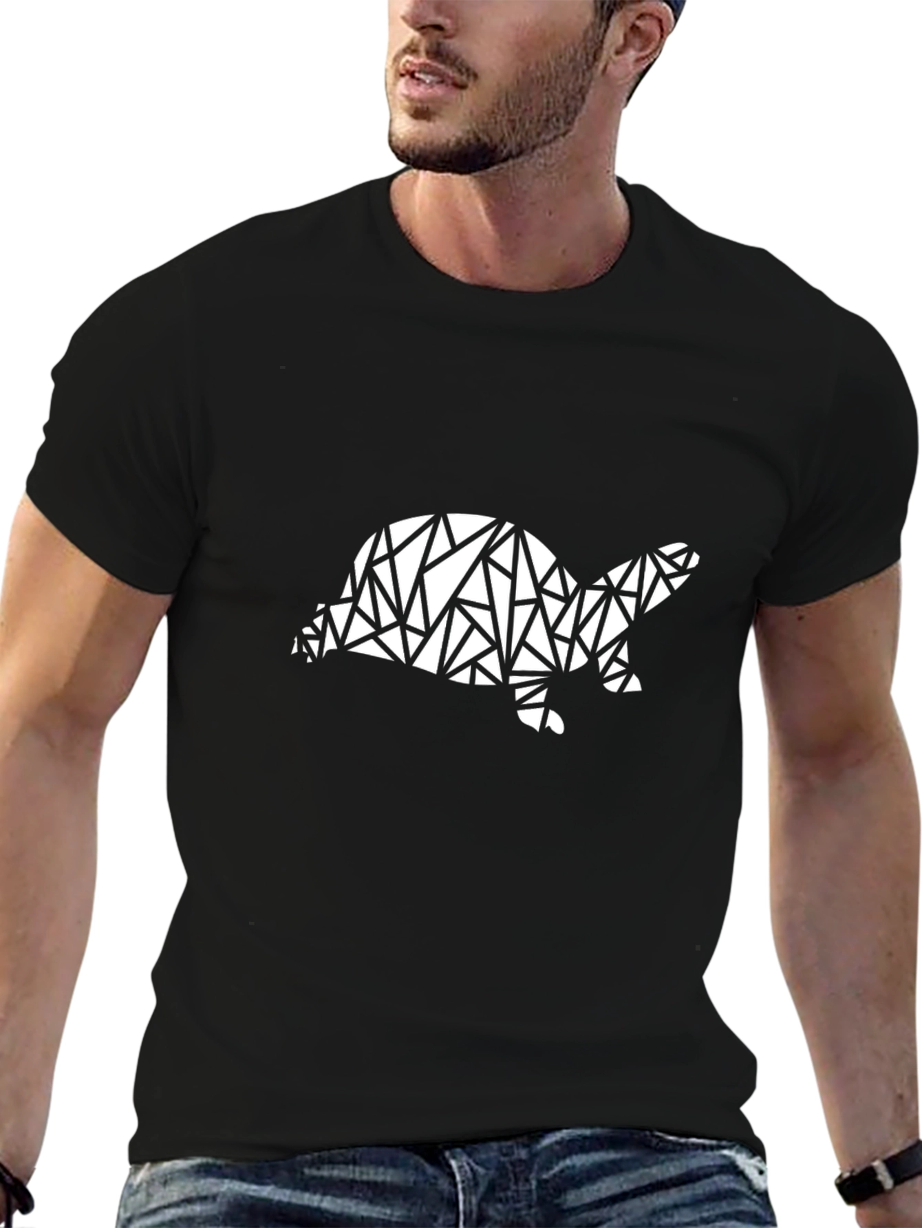 Geometric Turtle Graphic Tee - Modern Style
