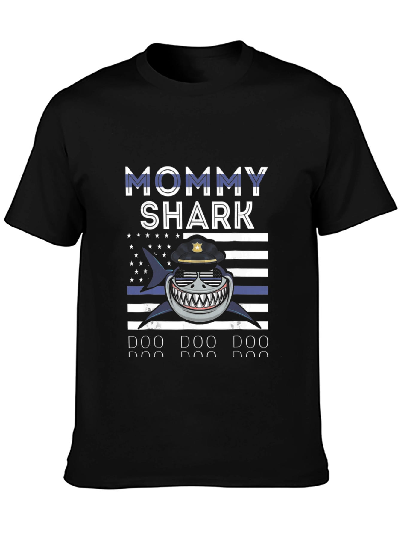 Mommy Shark Thin Blue Line Graphic Tee