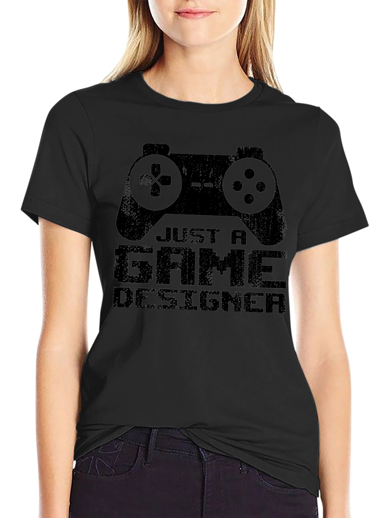 Just A Game Designer T-Shirt - Black Cotton Tee