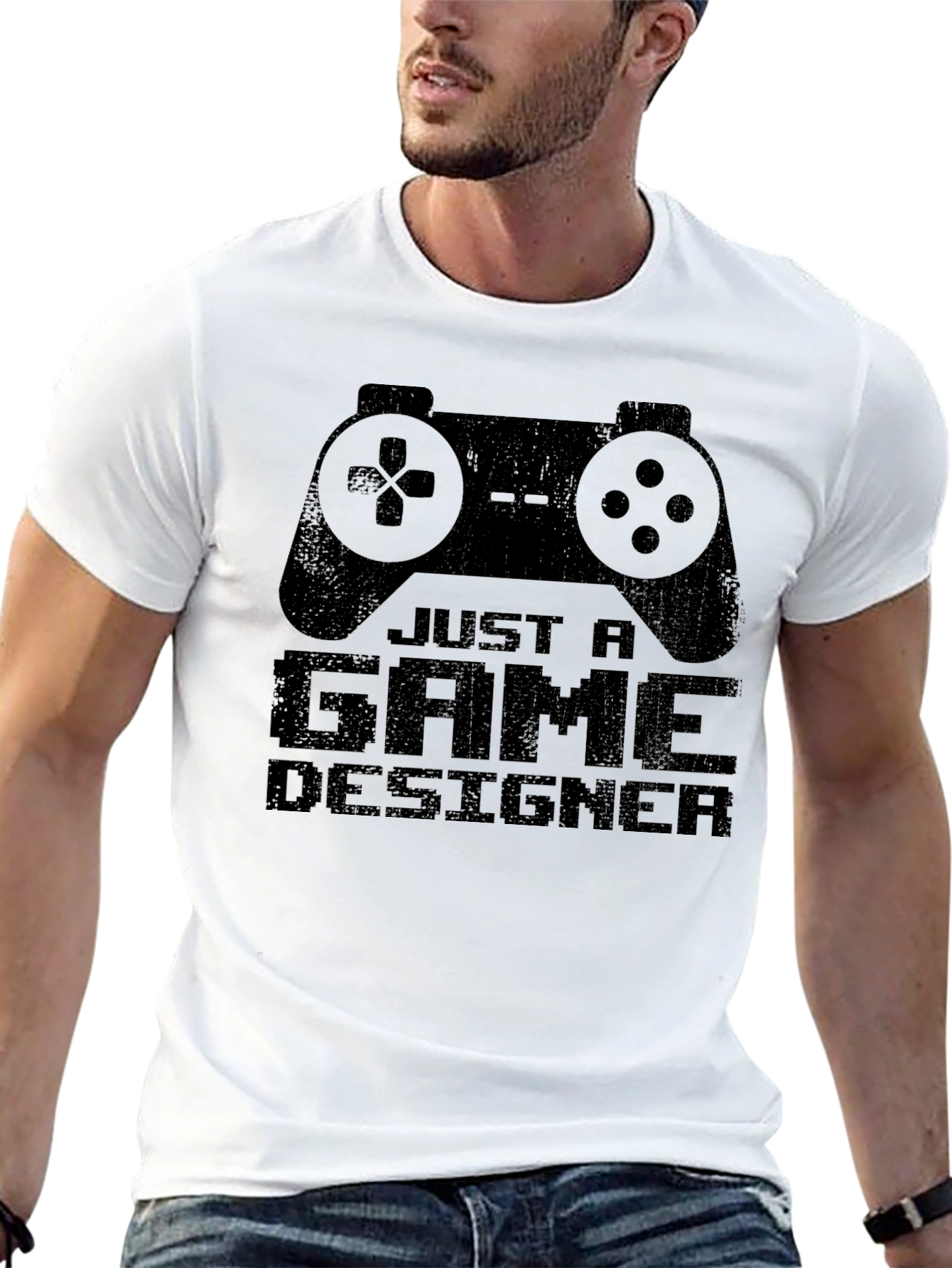 Just A Game Designer T-Shirt - Black Cotton Tee