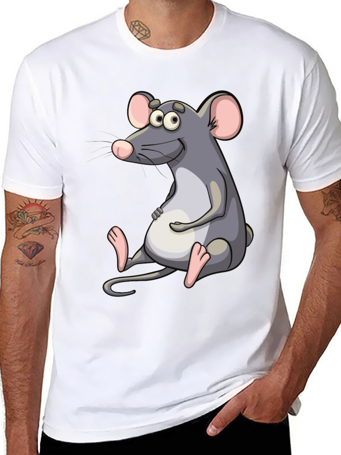 Cartoon Mouse Graphic Tee - Funny Rat Design