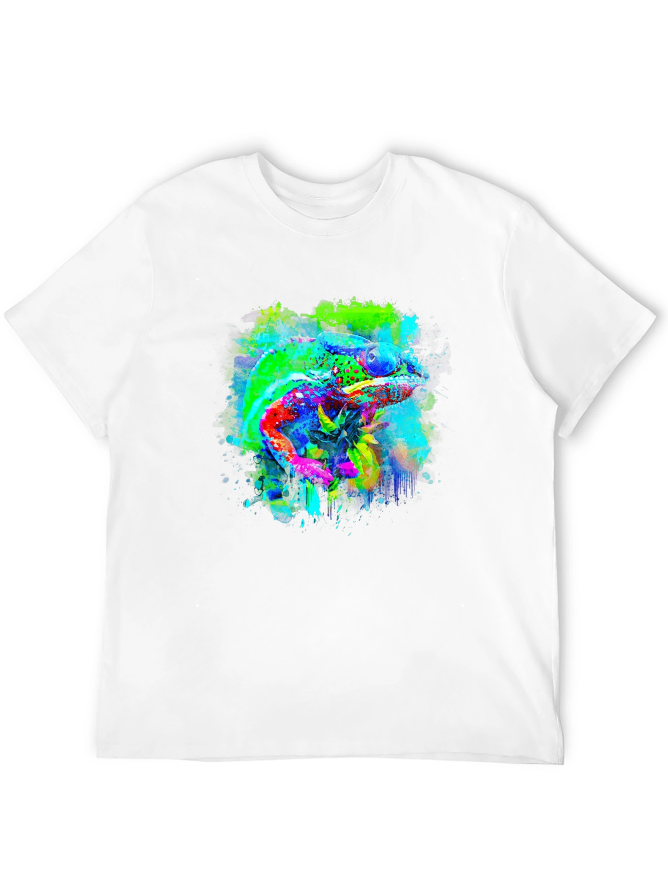 Vibrant Chameleon Art Black T-Shirt