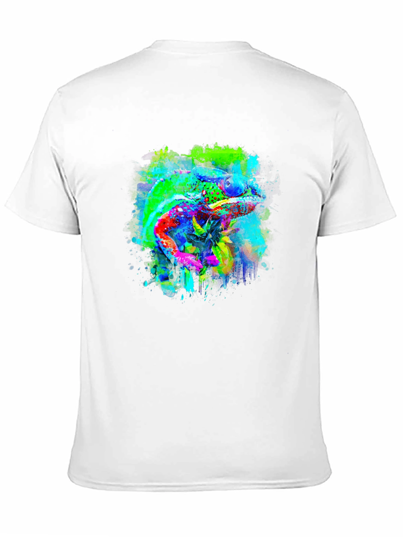 Vibrant Chameleon Art Black T-Shirt