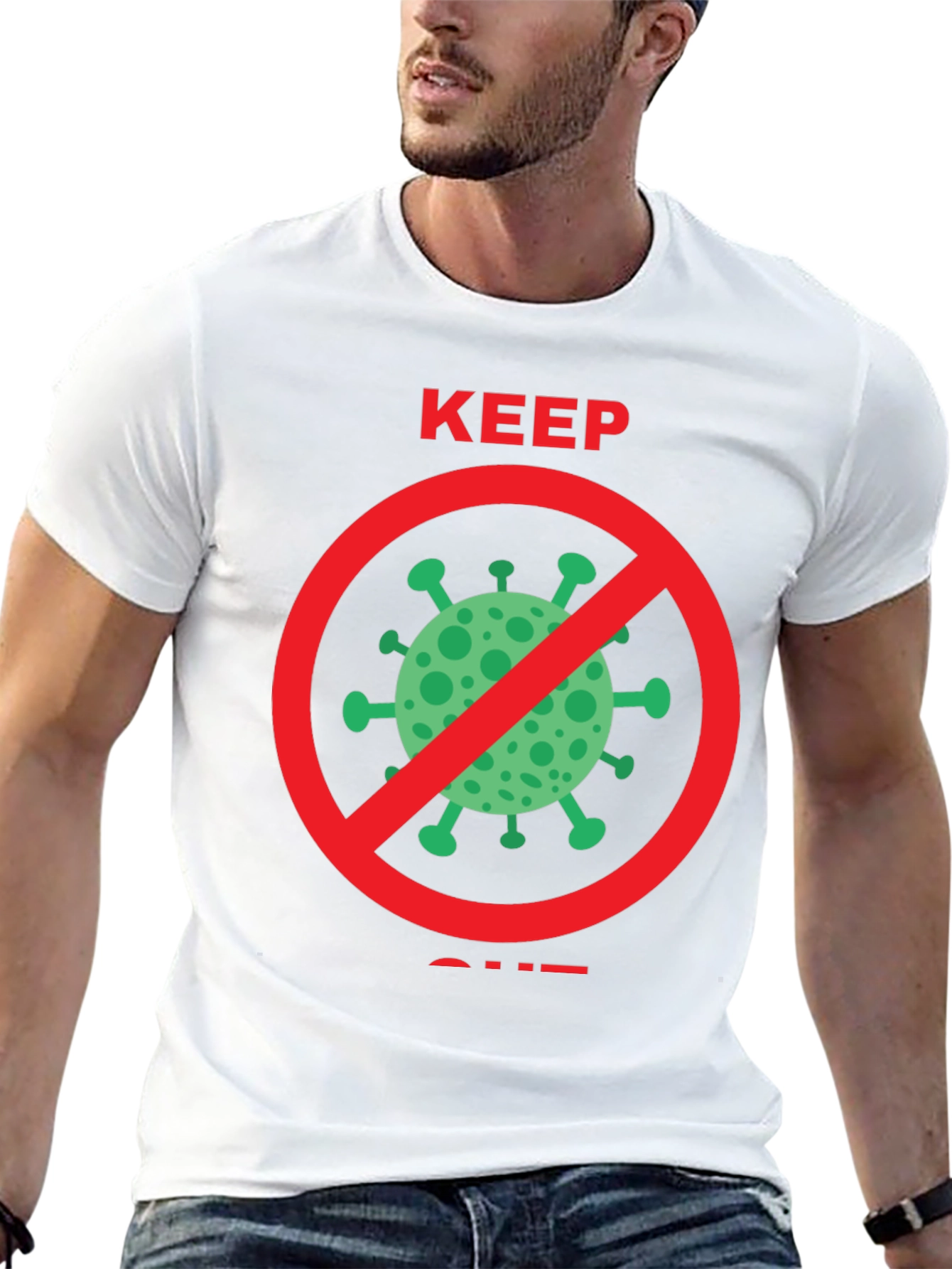 Keep Out COVID Tee - Black Crew Neck