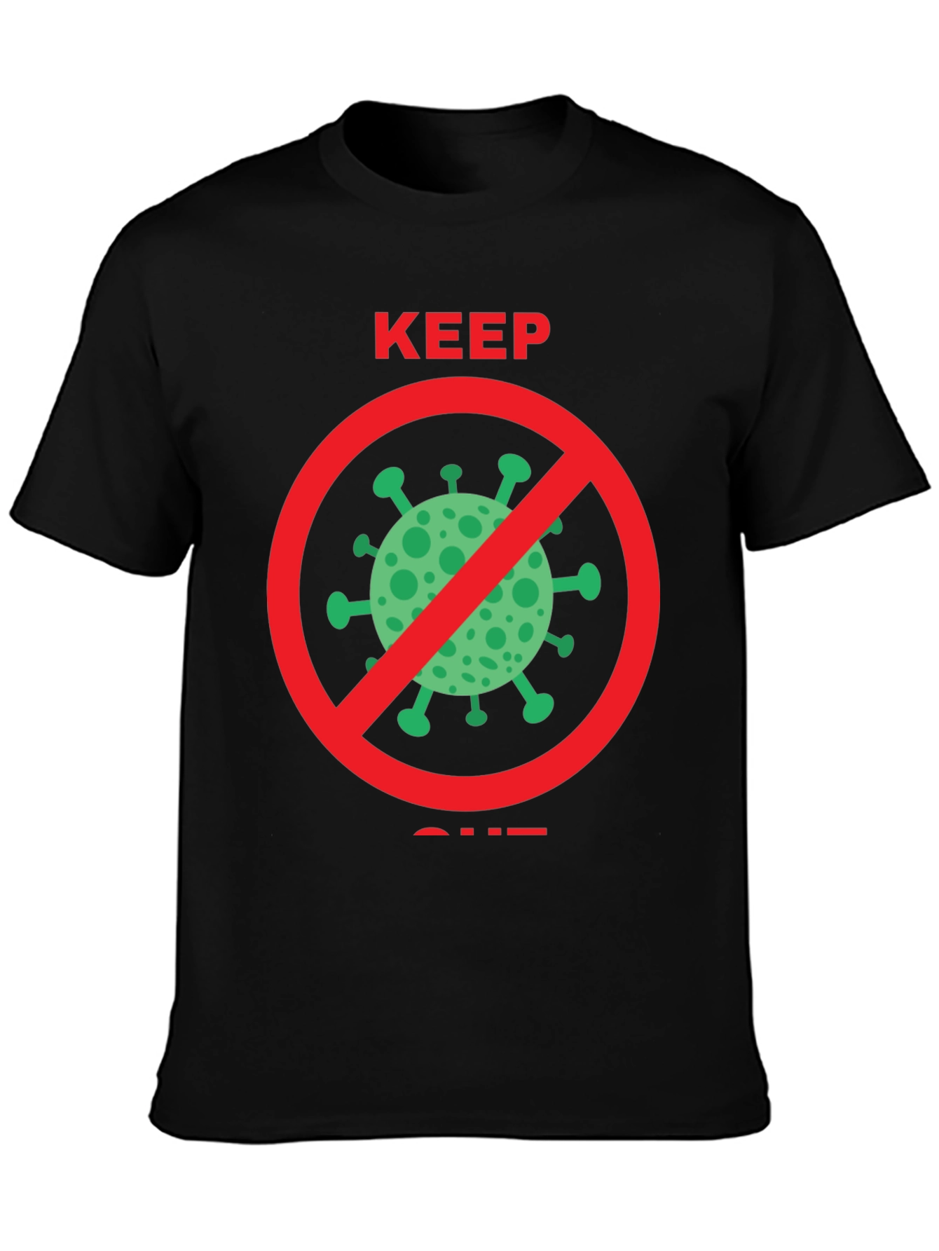 Keep Out COVID Tee - Black Crew Neck