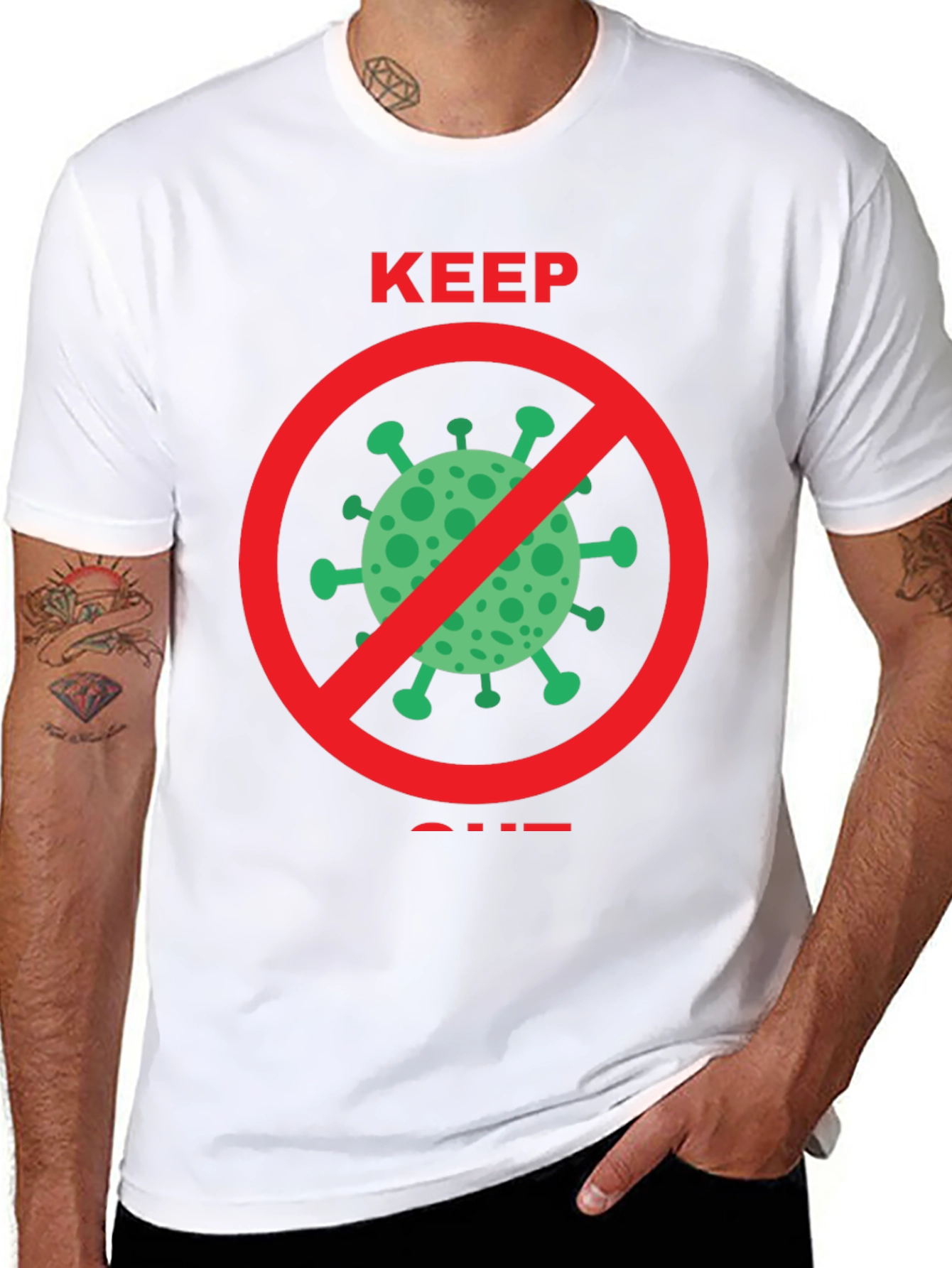 Keep Out COVID Tee - Black Crew Neck