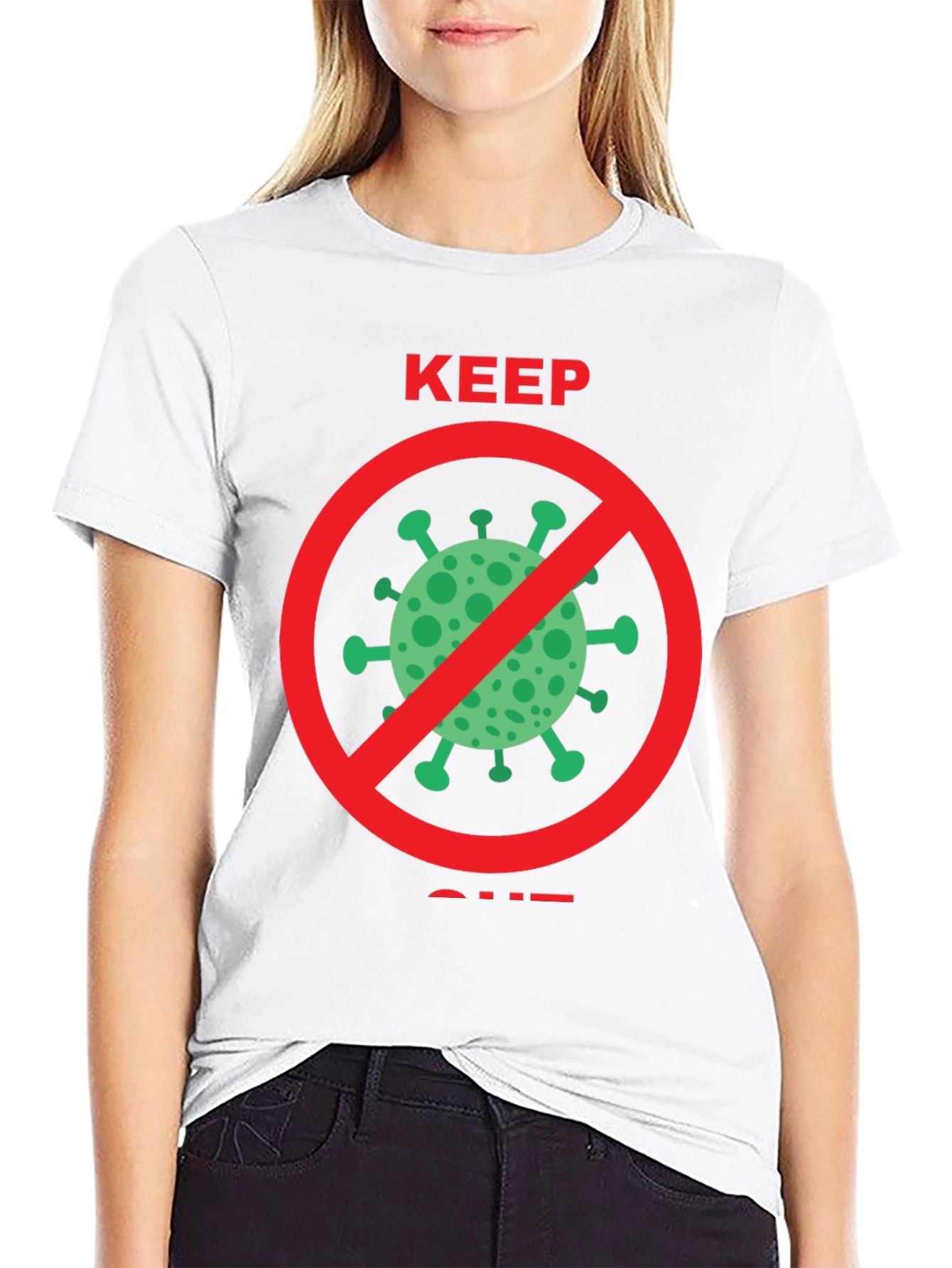 Keep Out COVID Tee - Black Crew Neck