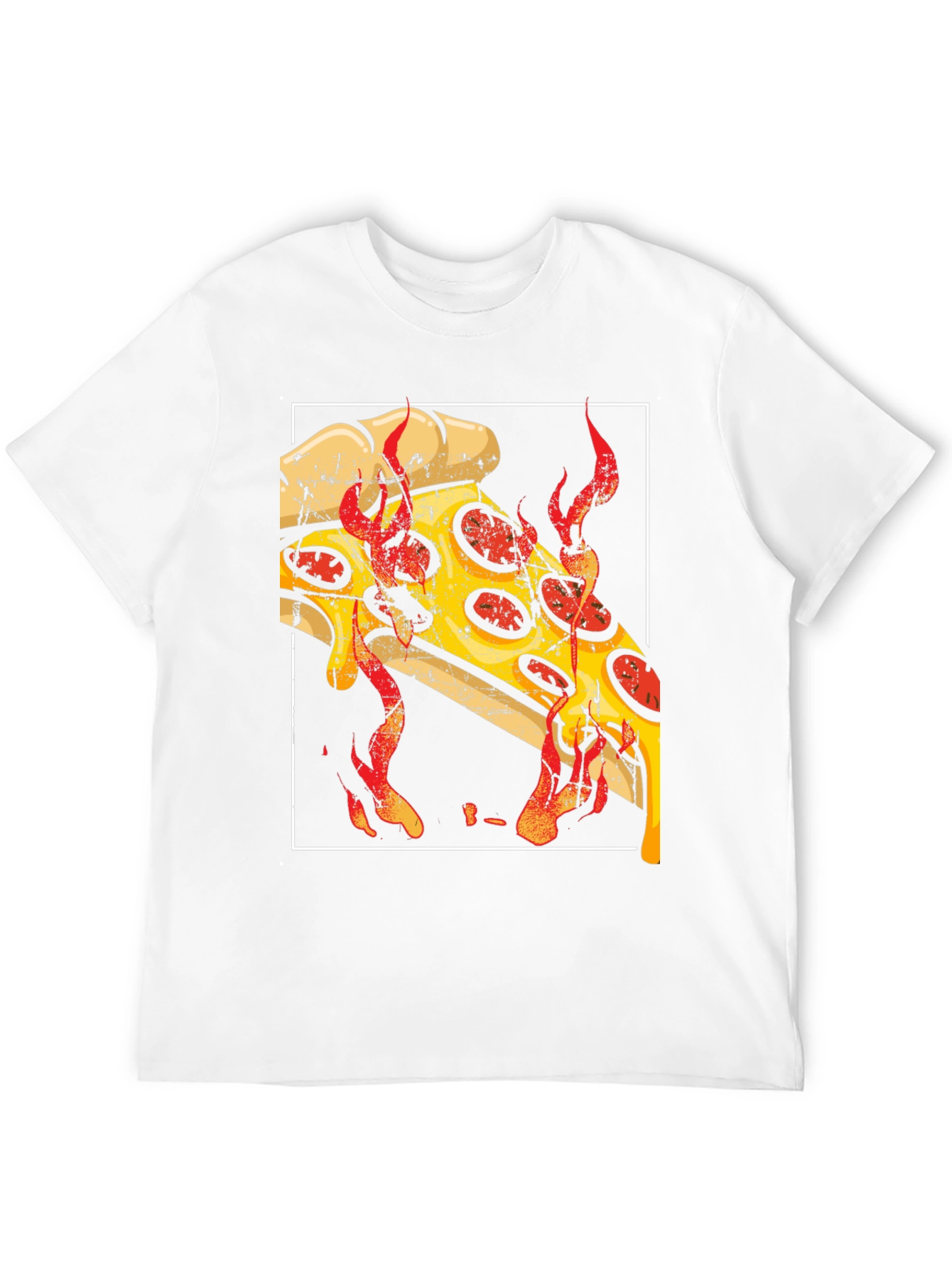 Fiery Pizza Graphic Tee - Black Cotton T-Shirt