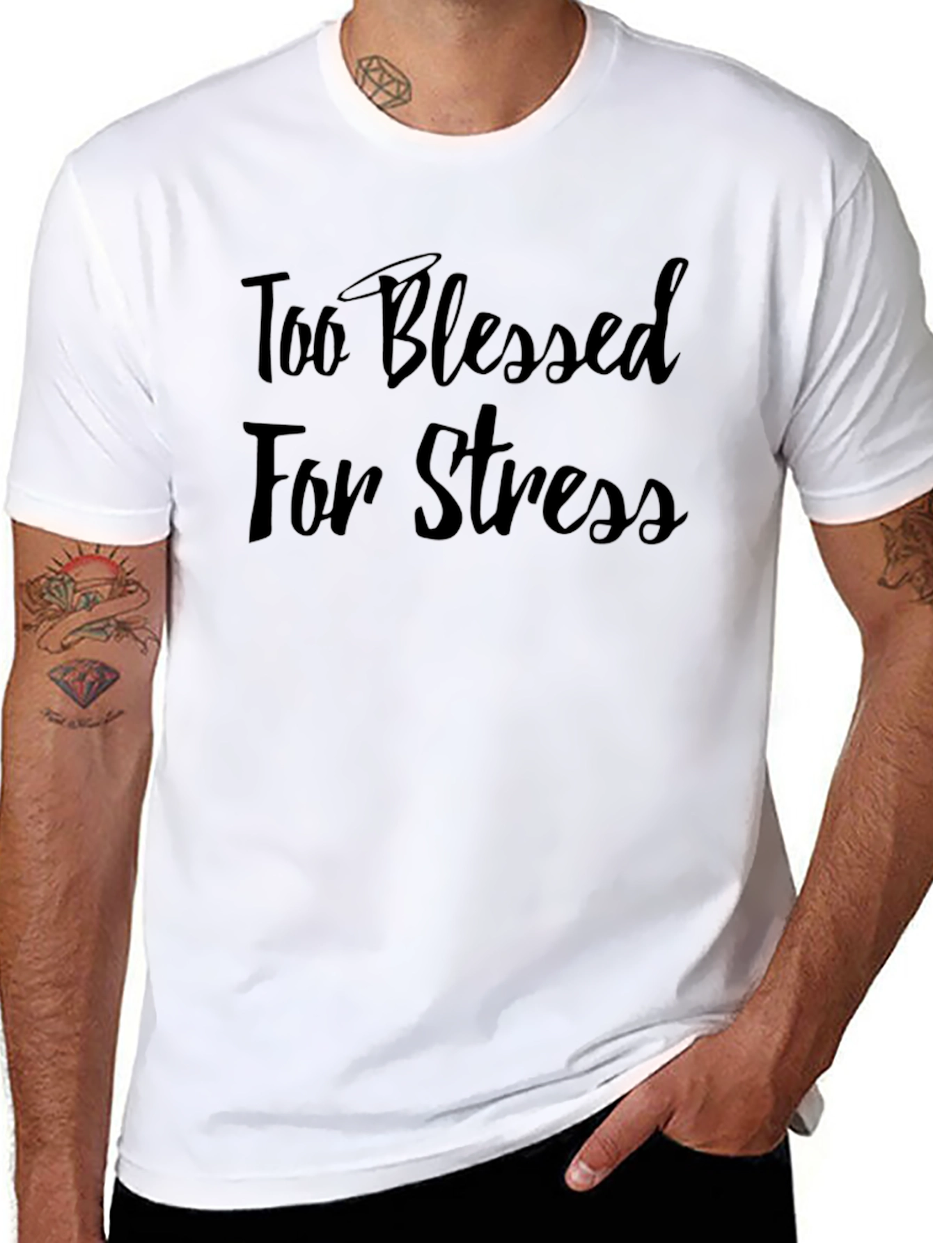 Too Blessed For Stress Black T-Shirt