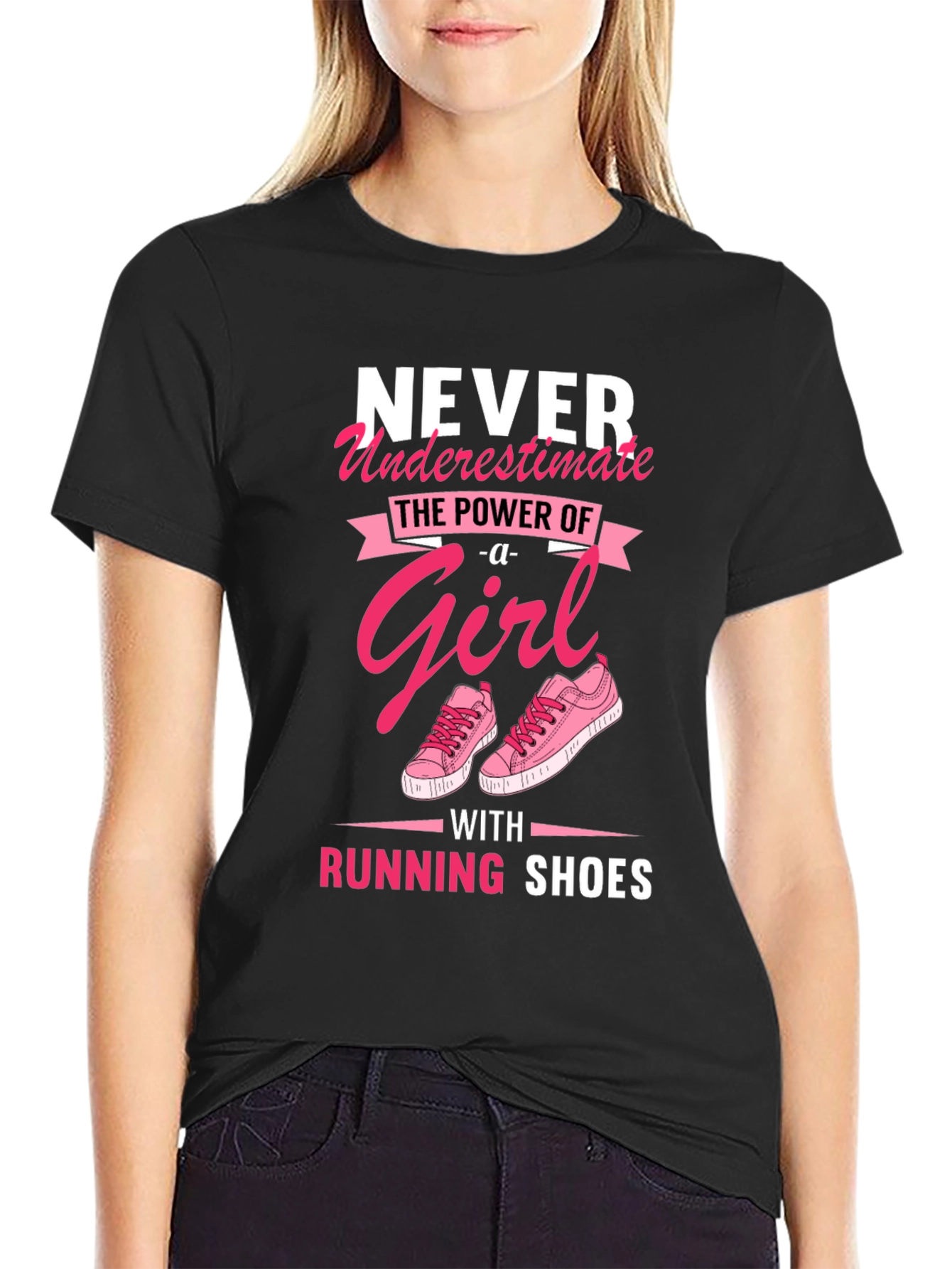Never Underestimate Girl with Running Shoes T-Shirt