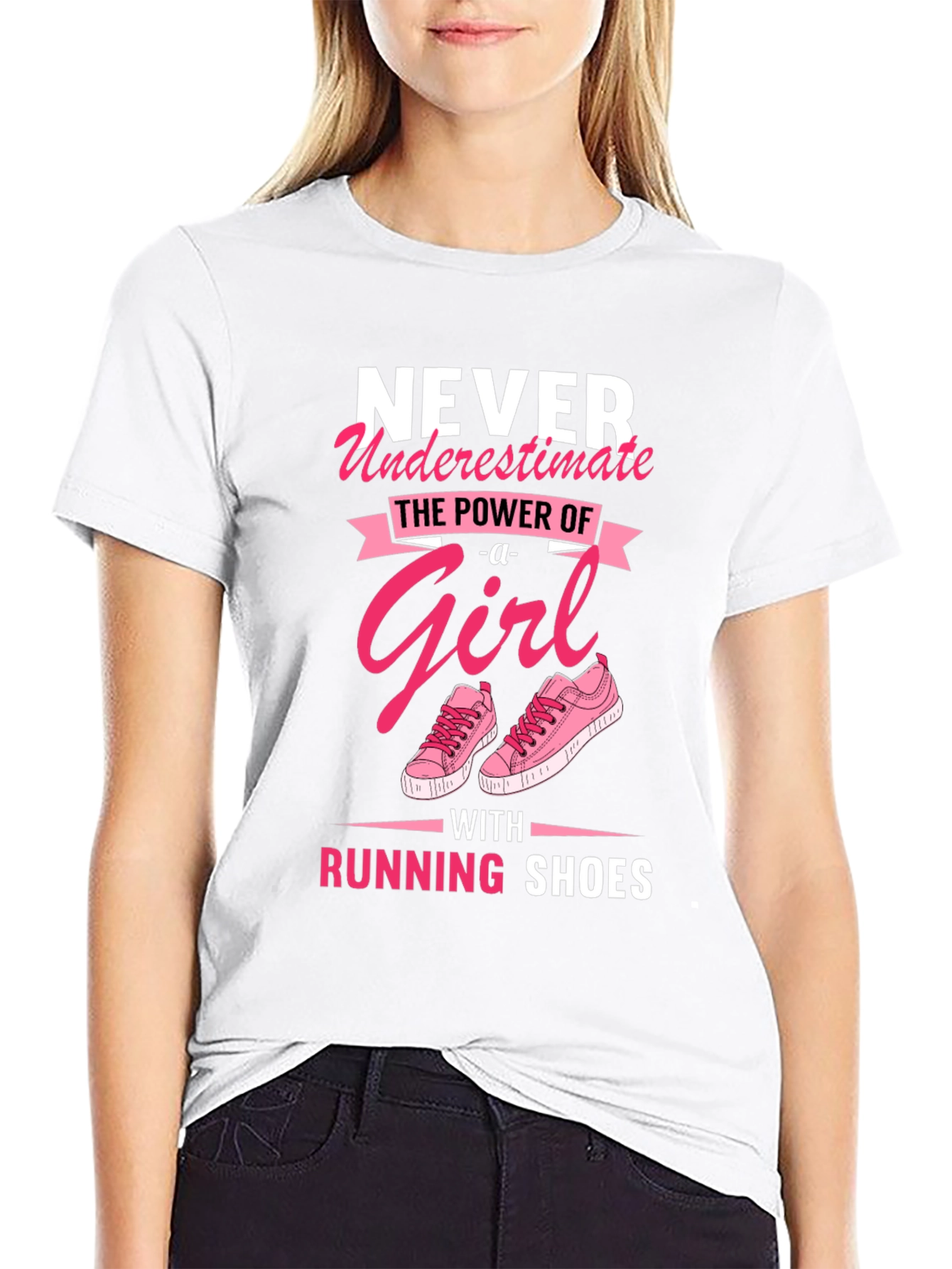 Never Underestimate Girl with Running Shoes T-Shirt