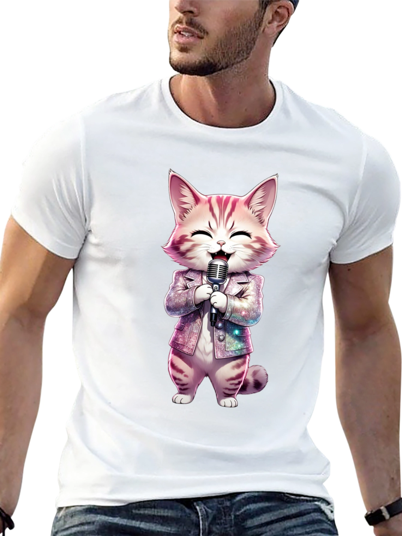 Singing Cat Graphic Tee - Funky Style