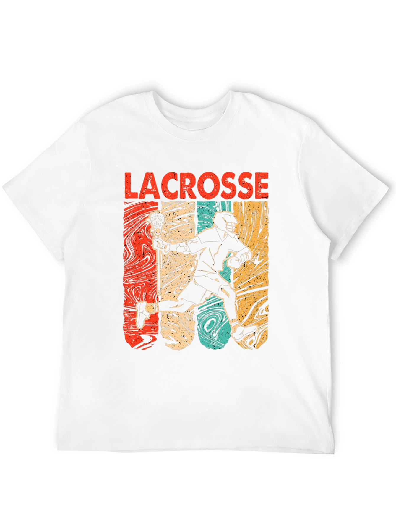 Lacrosse Player Graphic Tee - Retro Design Black T-Shirt