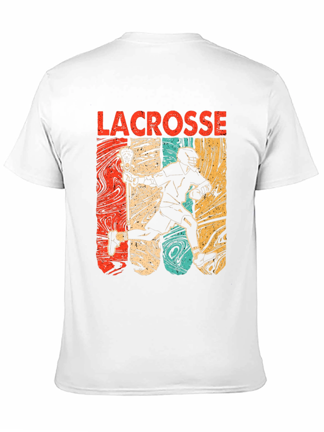 Lacrosse Player Graphic Tee - Retro Design Black T-Shirt