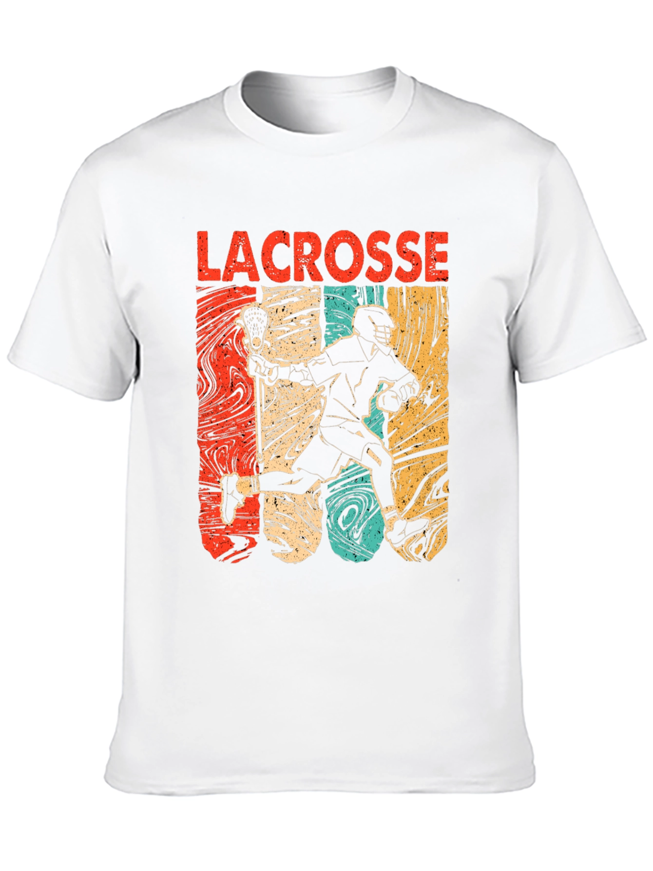 Lacrosse Player Graphic Tee - Retro Design Black T-Shirt