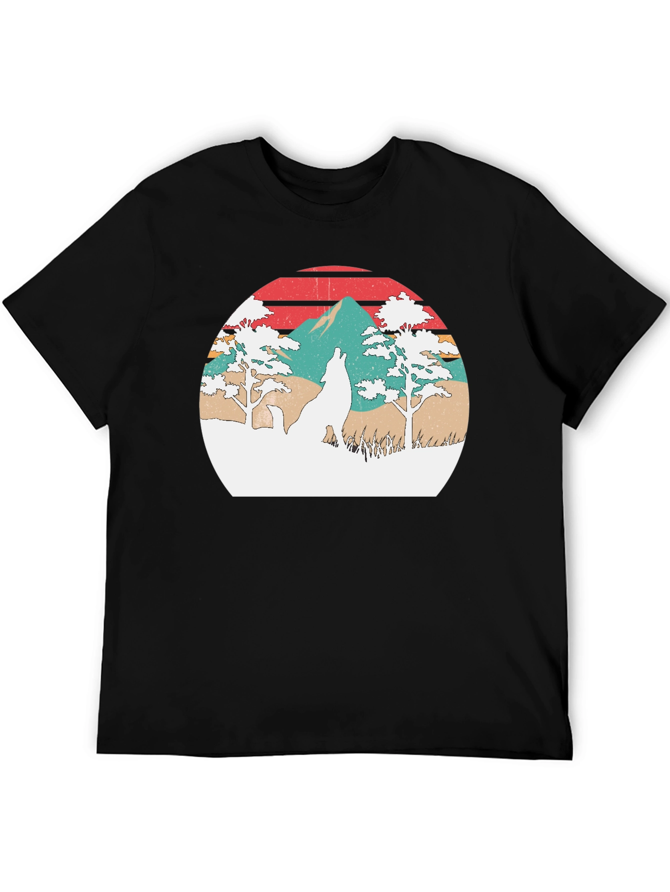 Retro Wolf Sunset Graphic T-Shirt