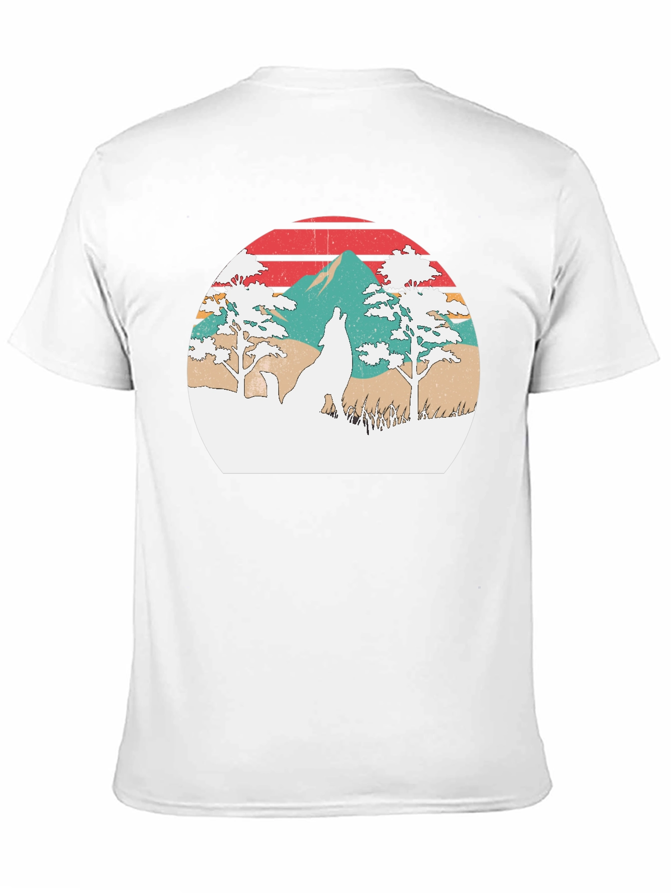 Retro Wolf Sunset Graphic T-Shirt