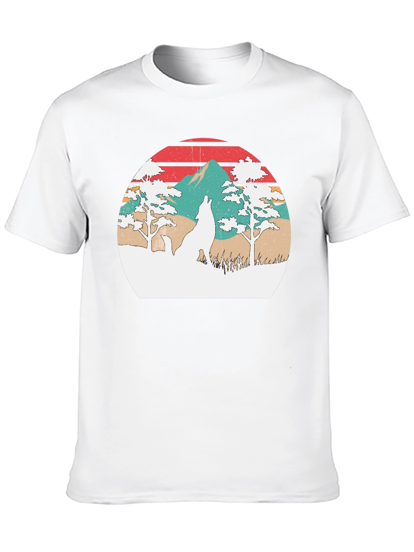 Retro Wolf Sunset Graphic T-Shirt