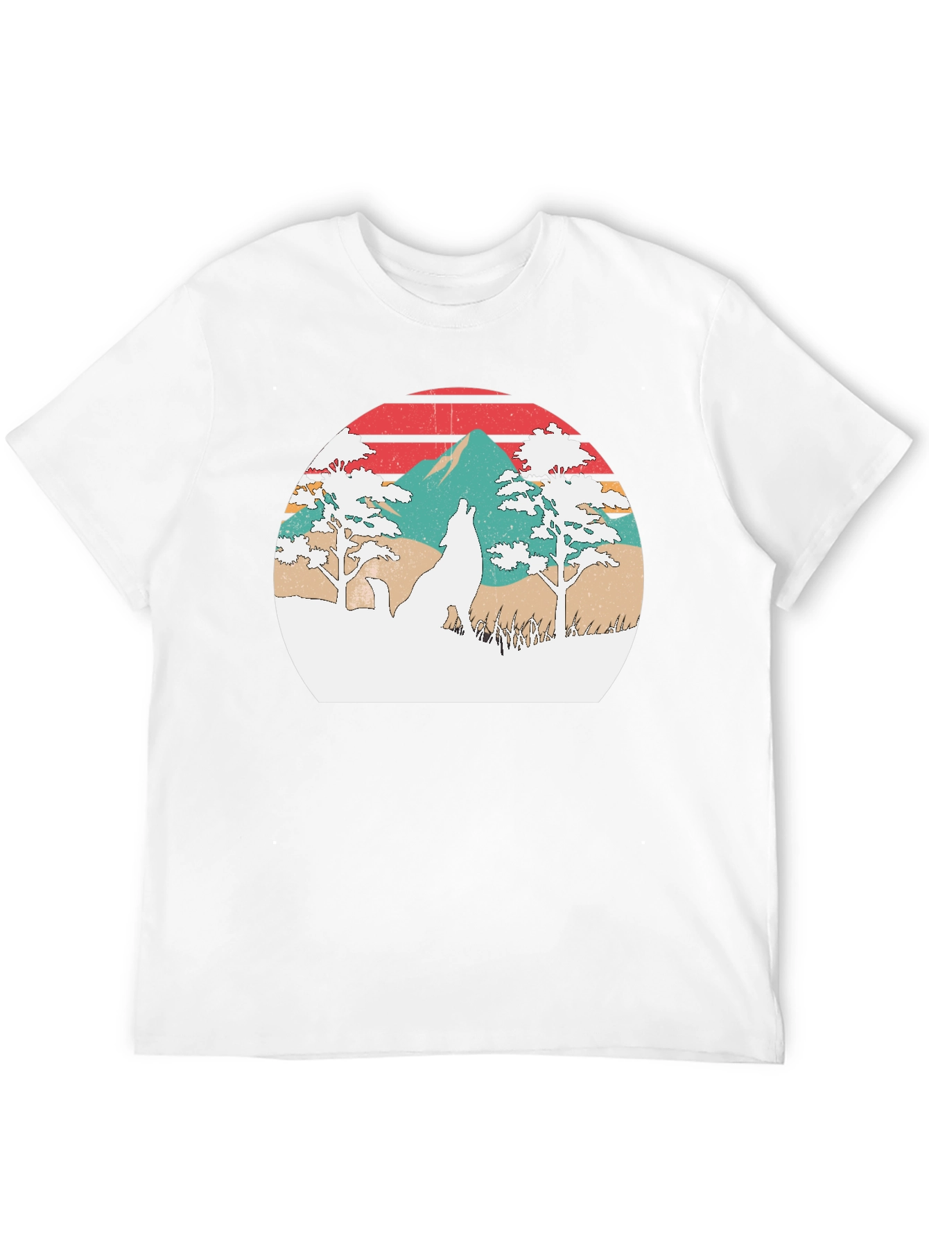 Retro Wolf Sunset Graphic T-Shirt