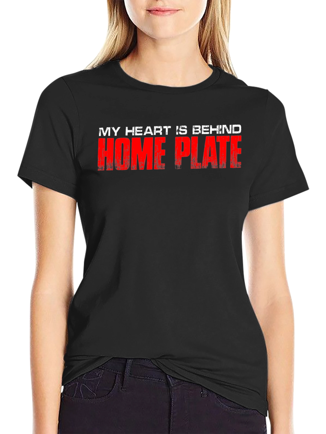 My Heart Is Behind Home Plate Black T-Shirt