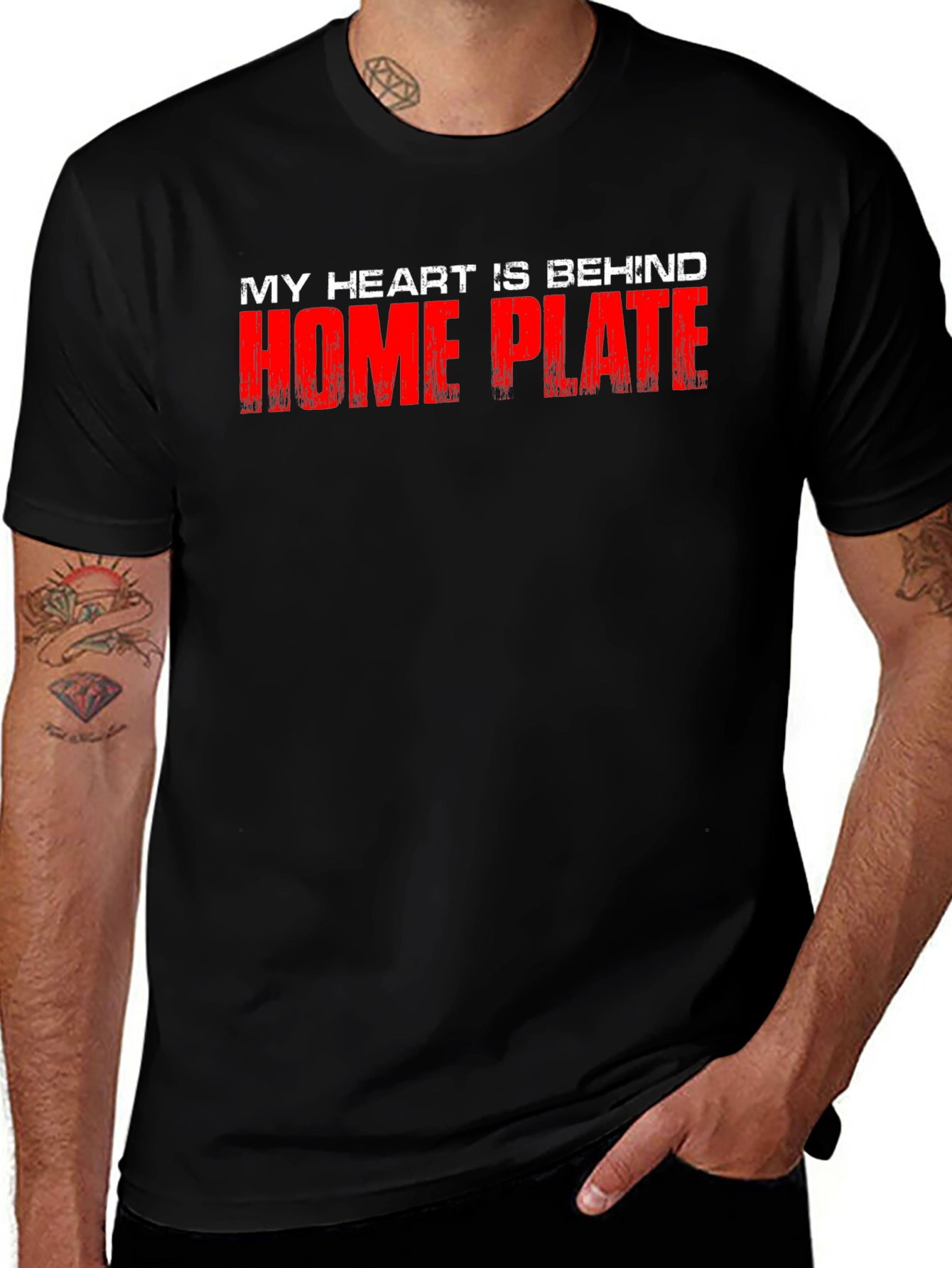 My Heart Is Behind Home Plate Black T-Shirt