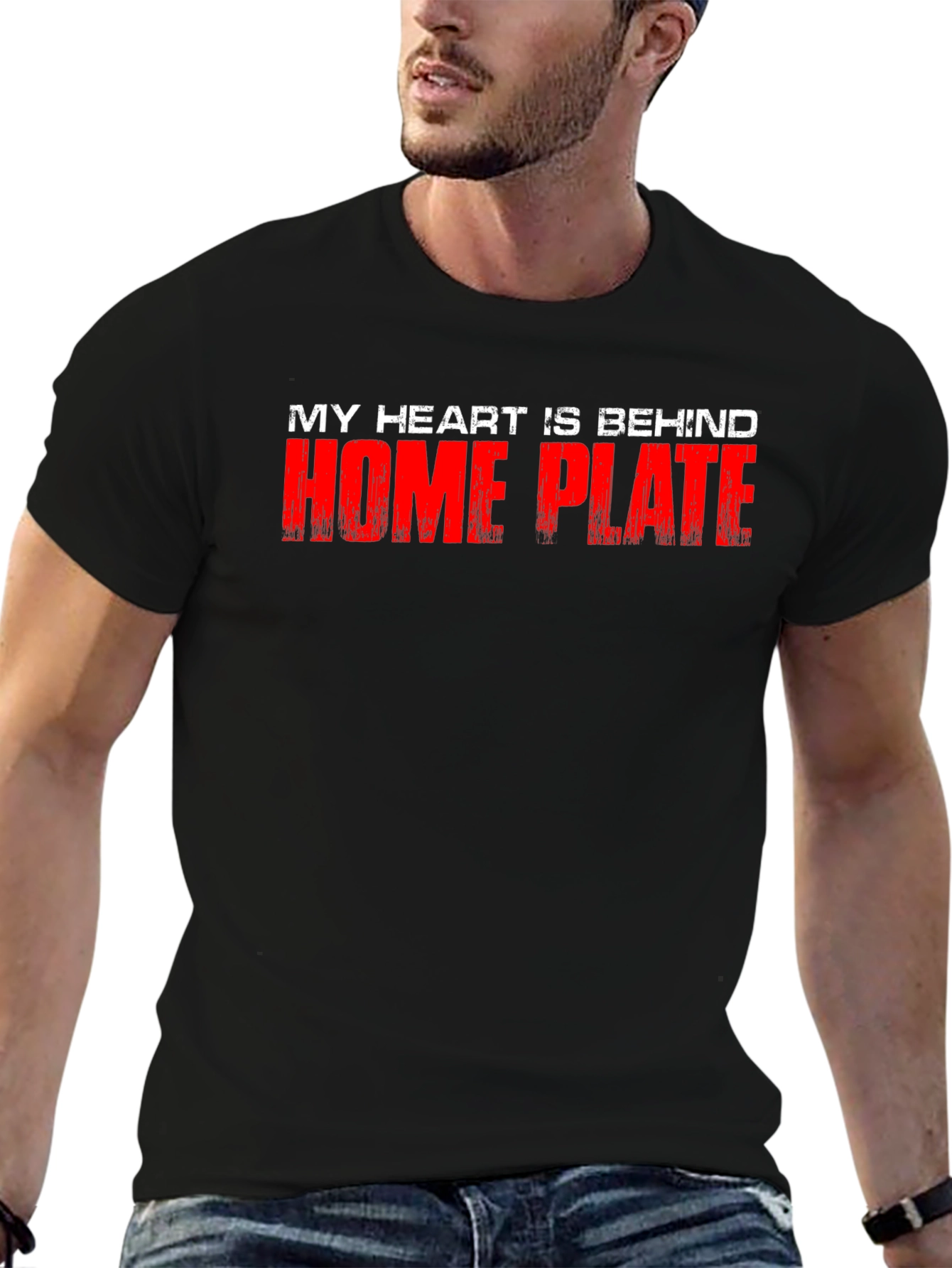My Heart Is Behind Home Plate Black T-Shirt