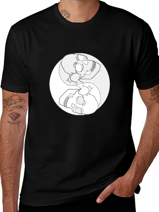 Yin Yang Skull Graphic Tee - Mens Black T-Shirt