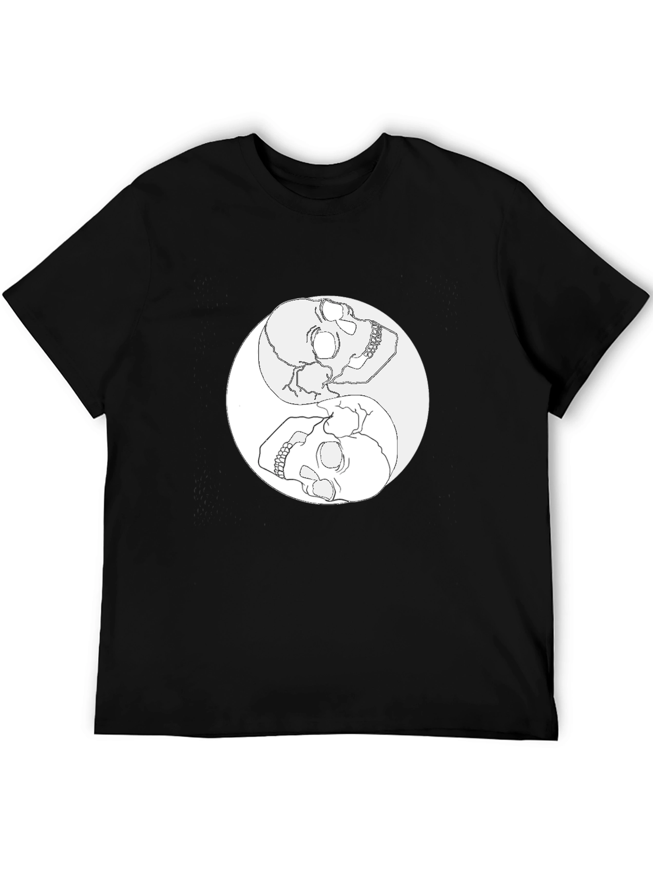 Yin Yang Skull Graphic Tee - Mens Black T-Shirt