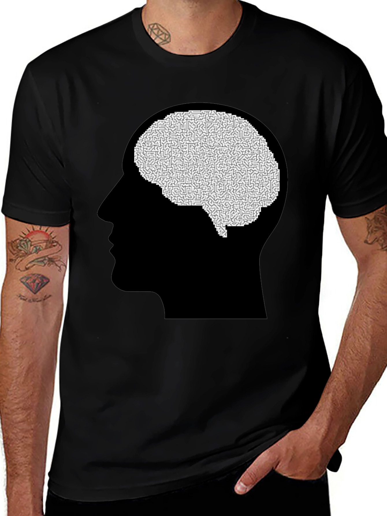 Maze Brain Graphic Tee - Black