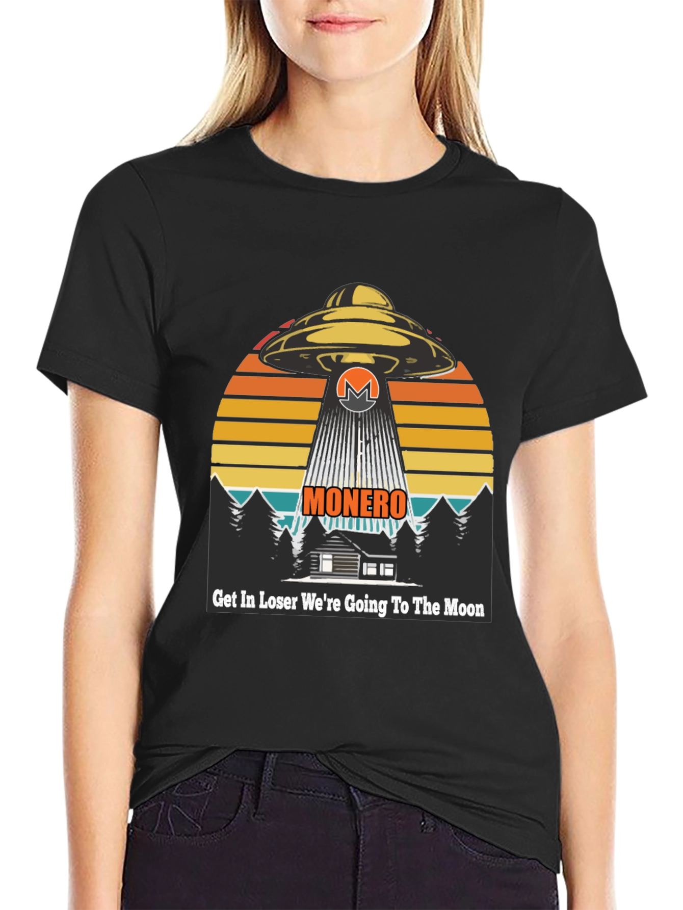 Monero UFO Abduction T-Shirt - Crypto to the Moon!