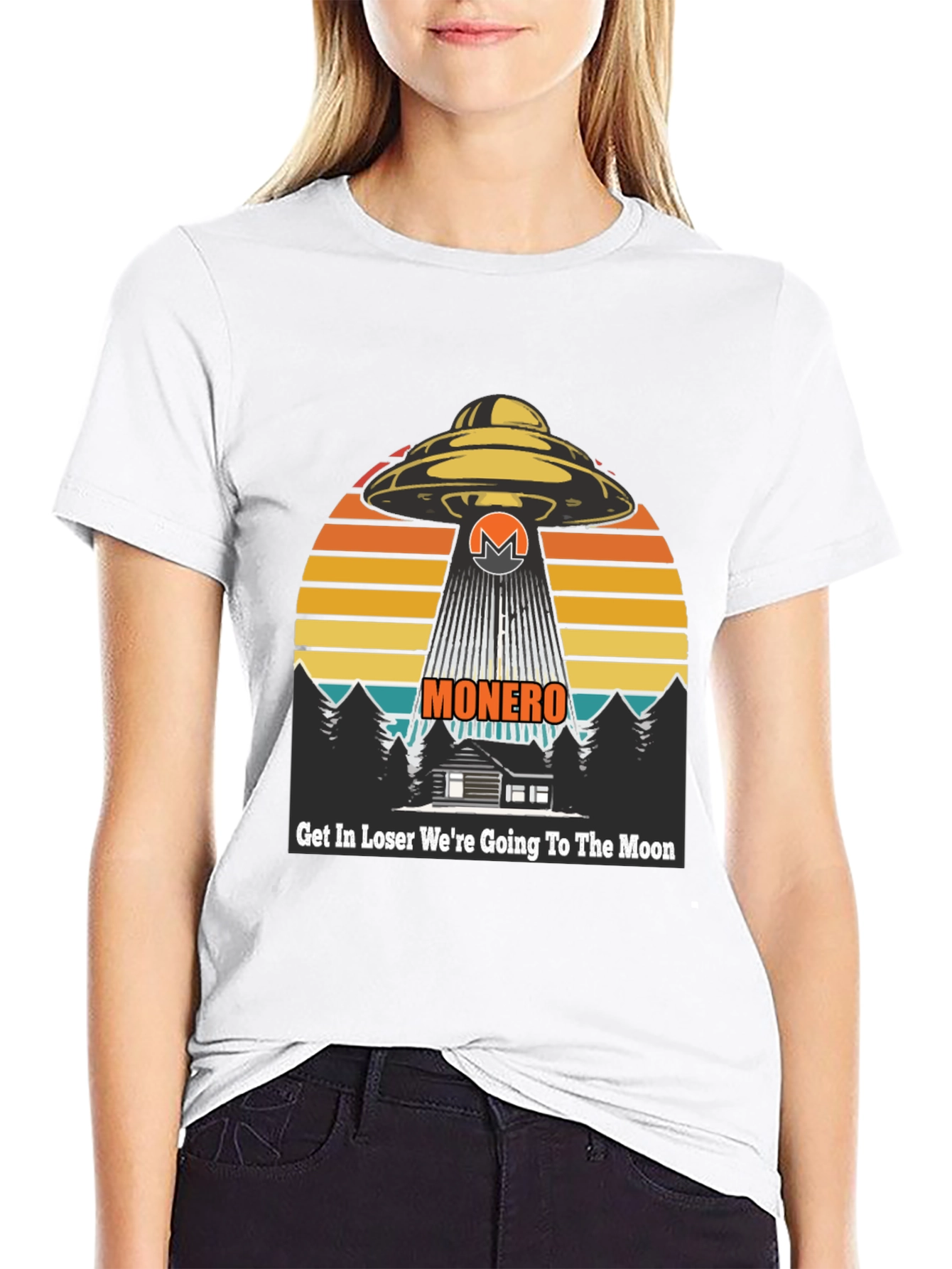 Monero UFO Abduction T-Shirt - Crypto to the Moon!