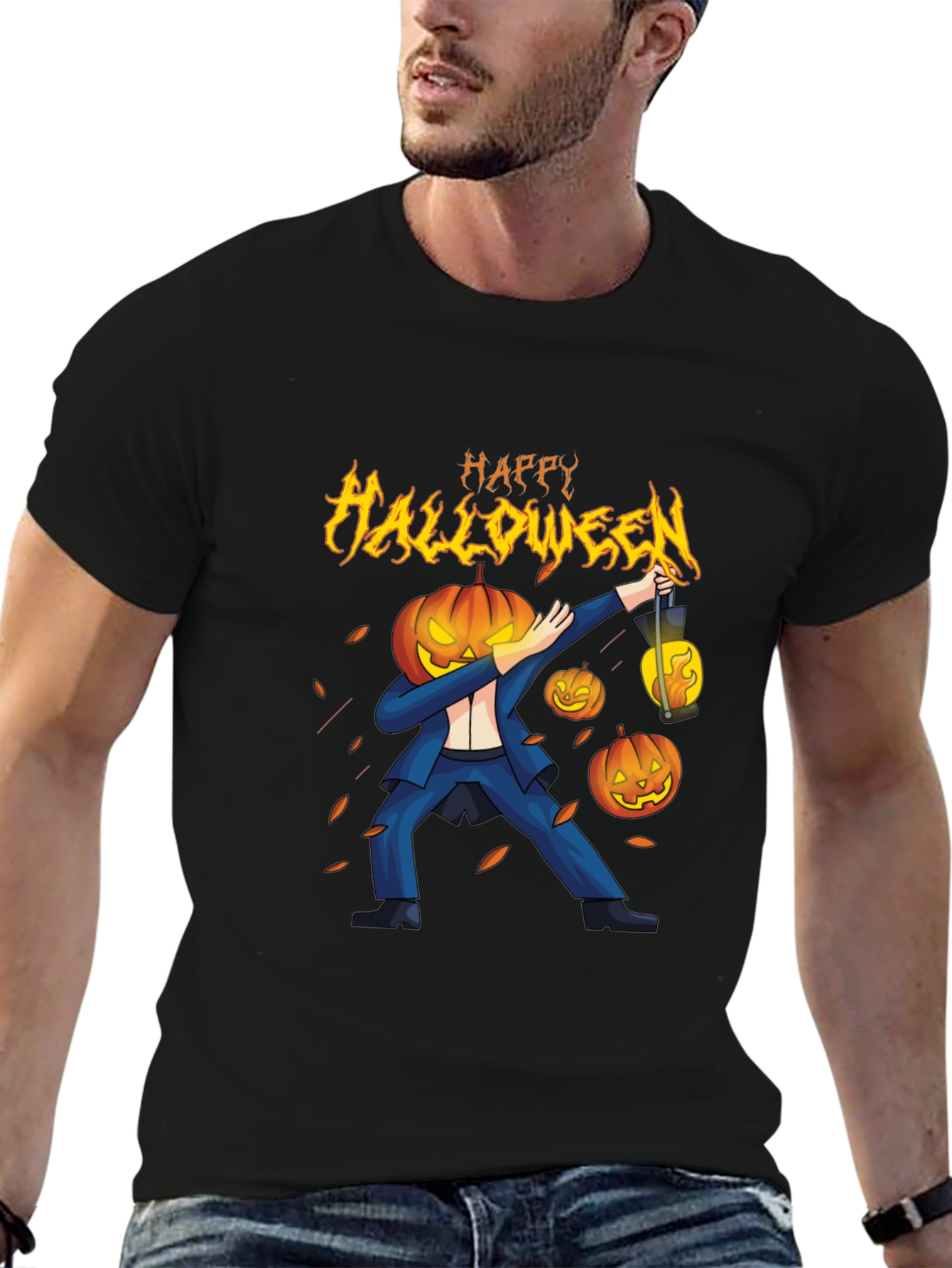 Happy Halloween Pumpkin Head Dabbing T-Shirt