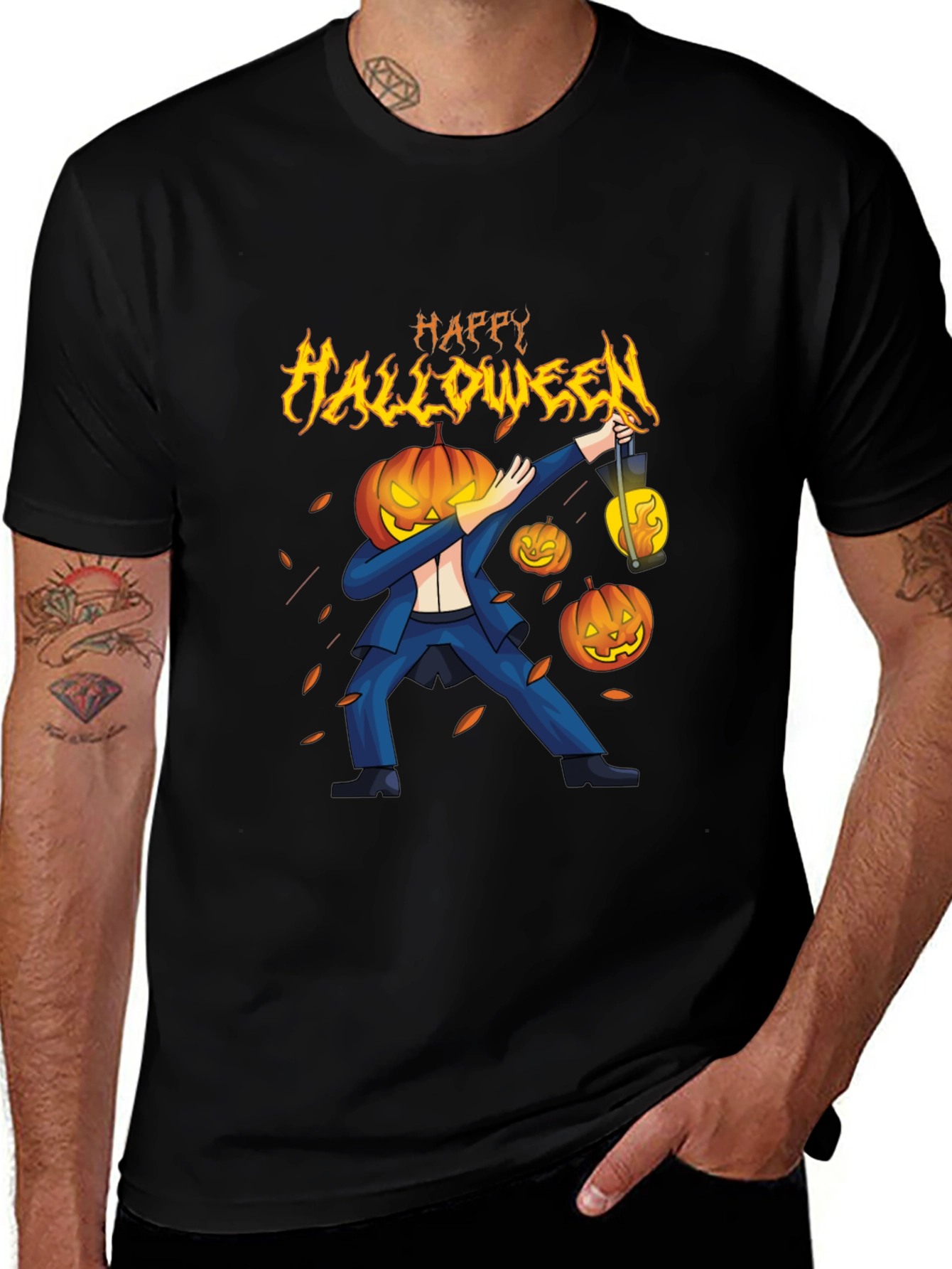 Happy Halloween Pumpkin Head Dabbing T-Shirt